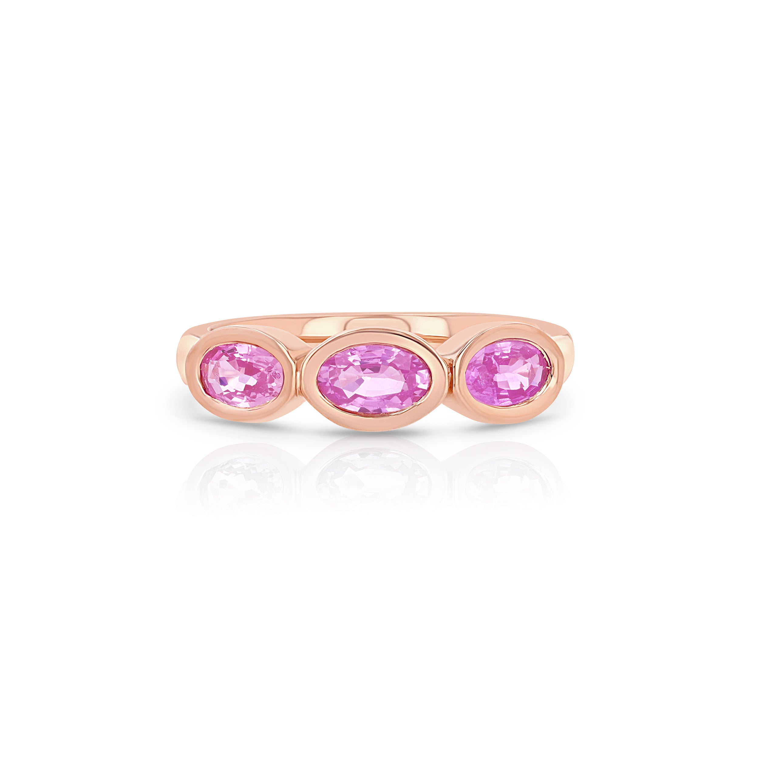 Pink Sapphire Trio Oval Pinky Ring