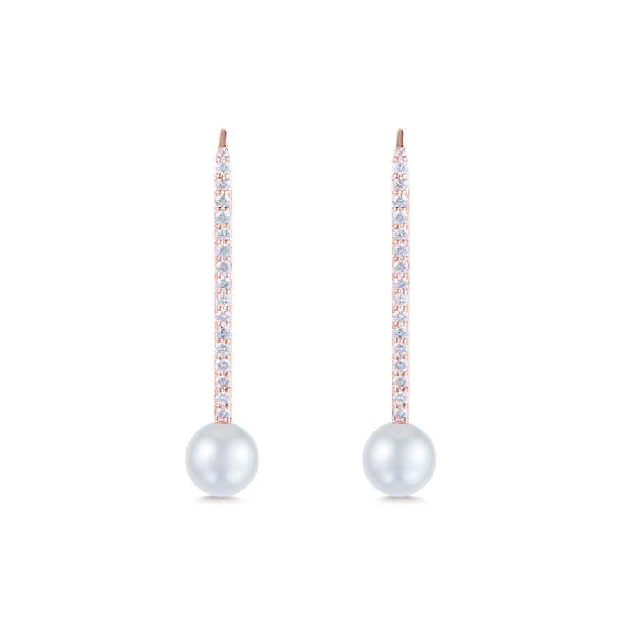 Diamond-Pearl-Stick-Earrings---Rose-Gold