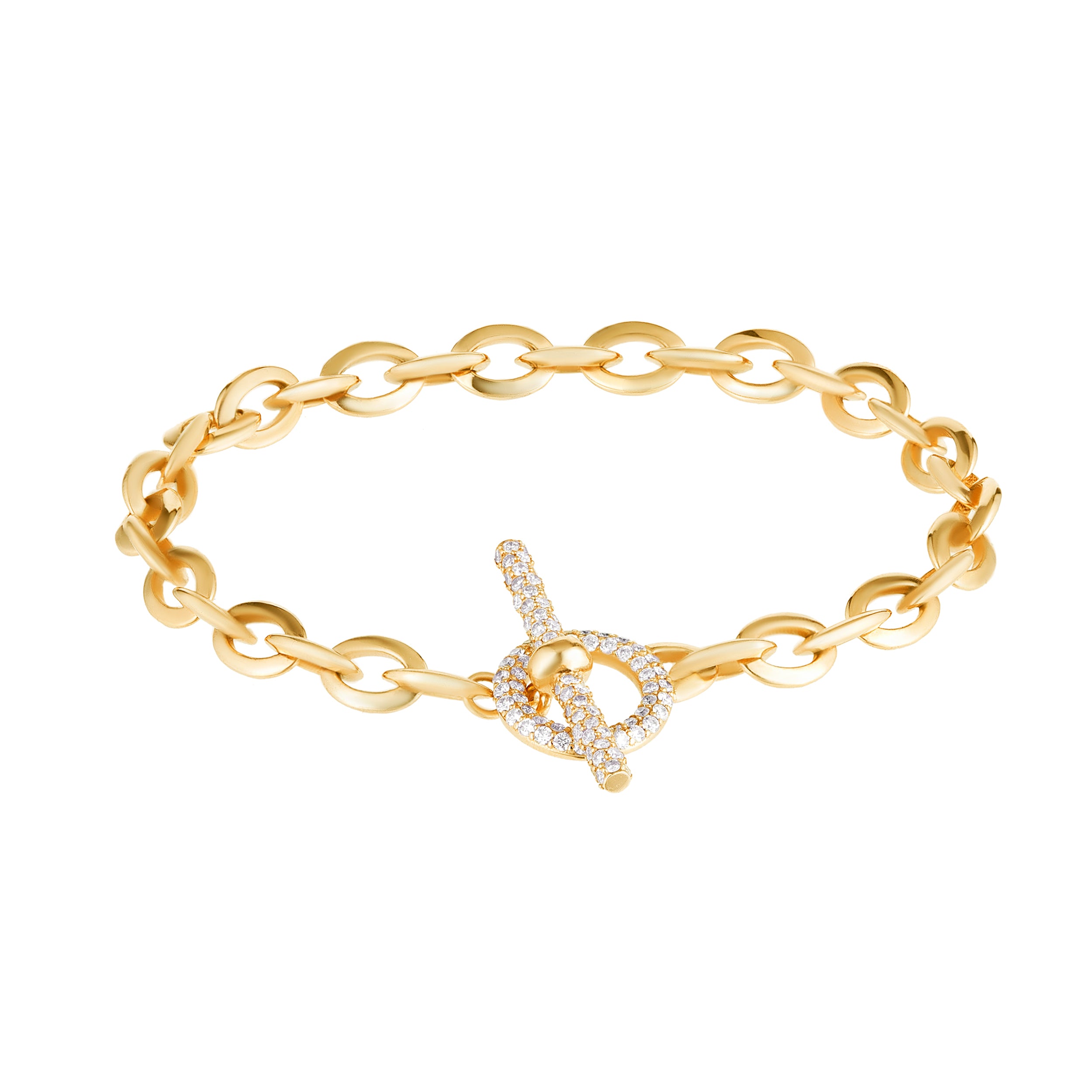 Gold and Diamond Pave Toggle Bracelet