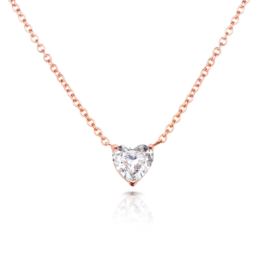 Diamond Small Elongated Heart Necklace Rose Gold