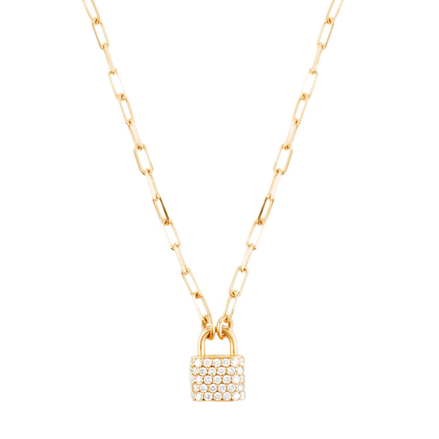 14kt Gold and Full Diamond Love Lock Necklace
