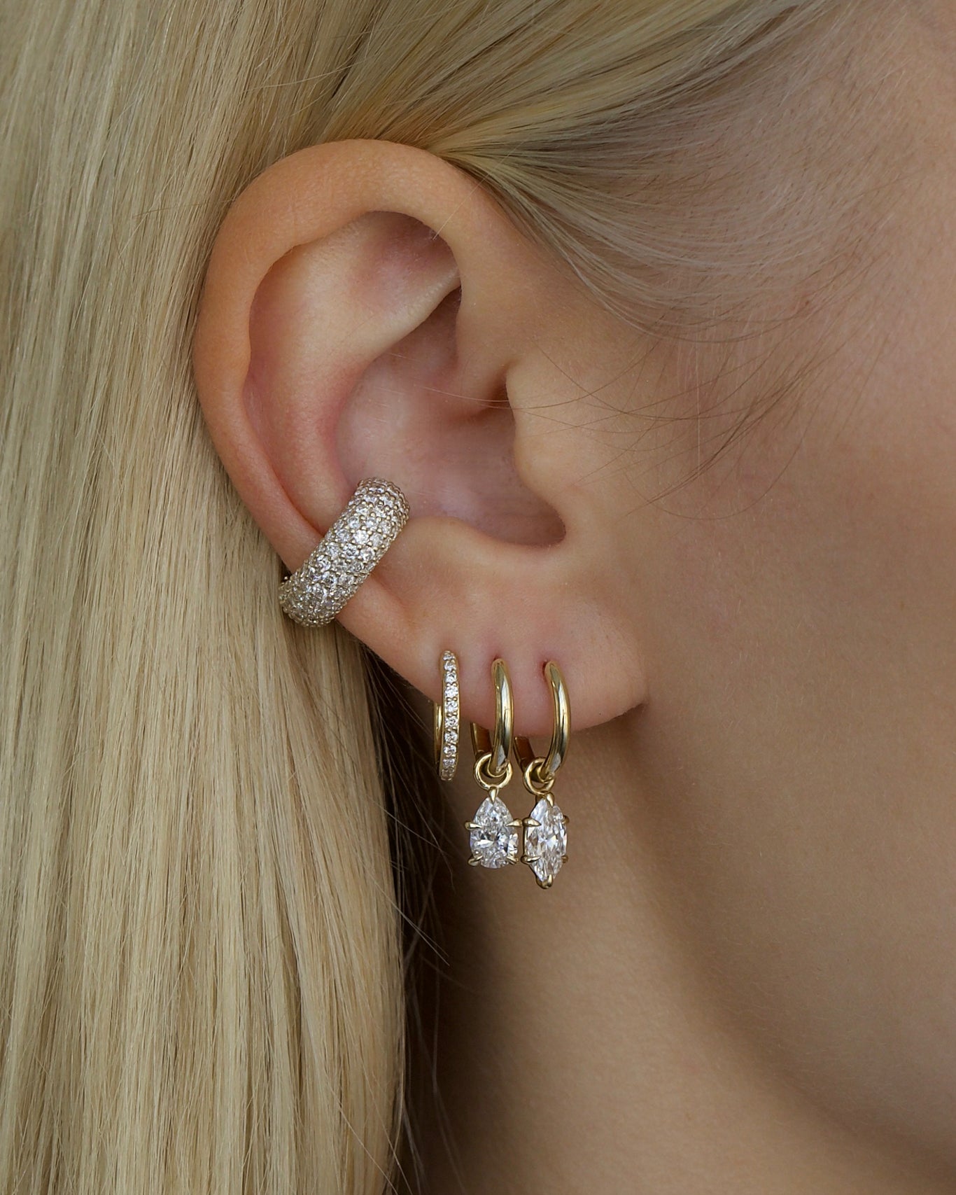 0.50ct Pear Claw Hoop Earrings