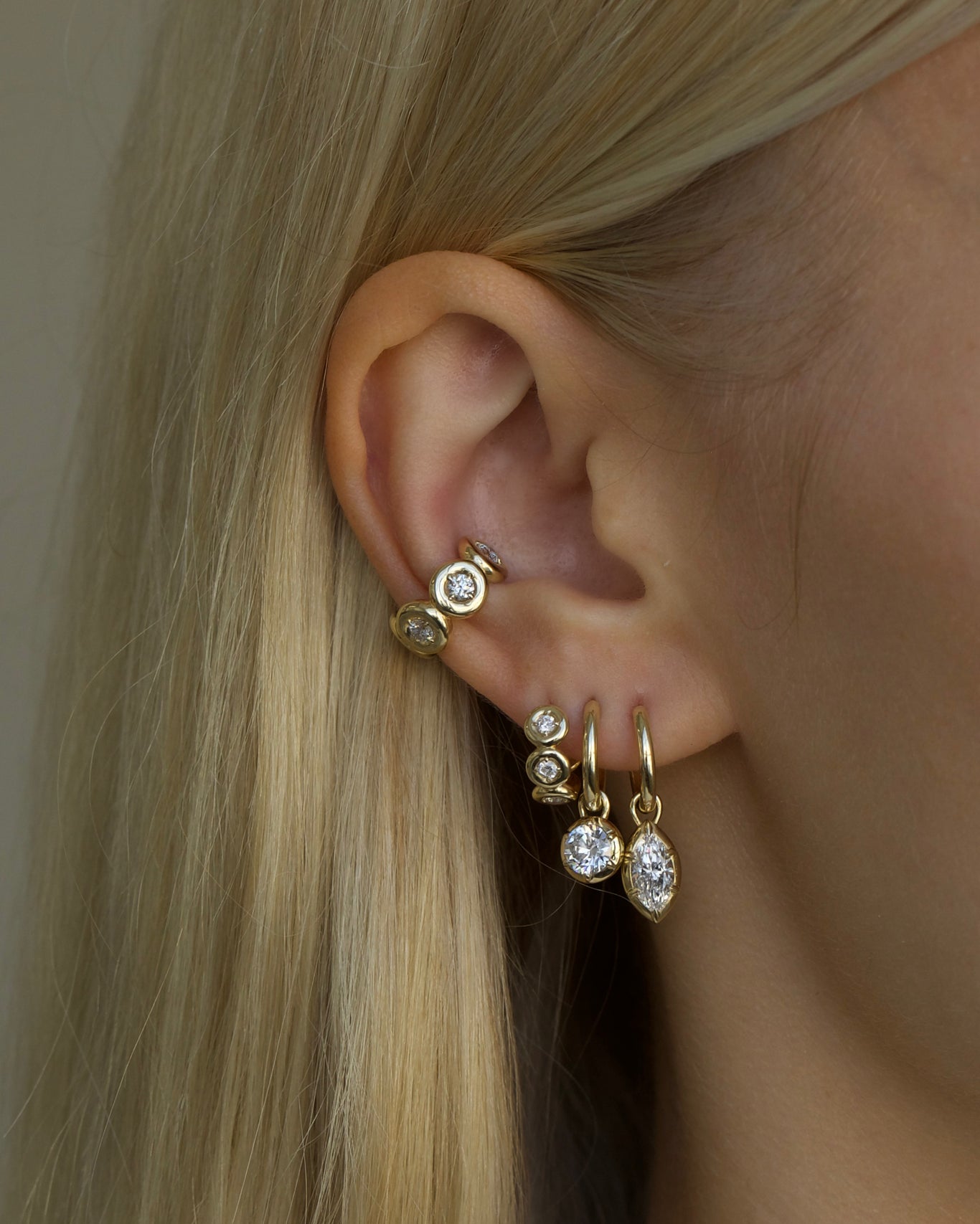 0.50ct Round Rosette Hoop Earrings