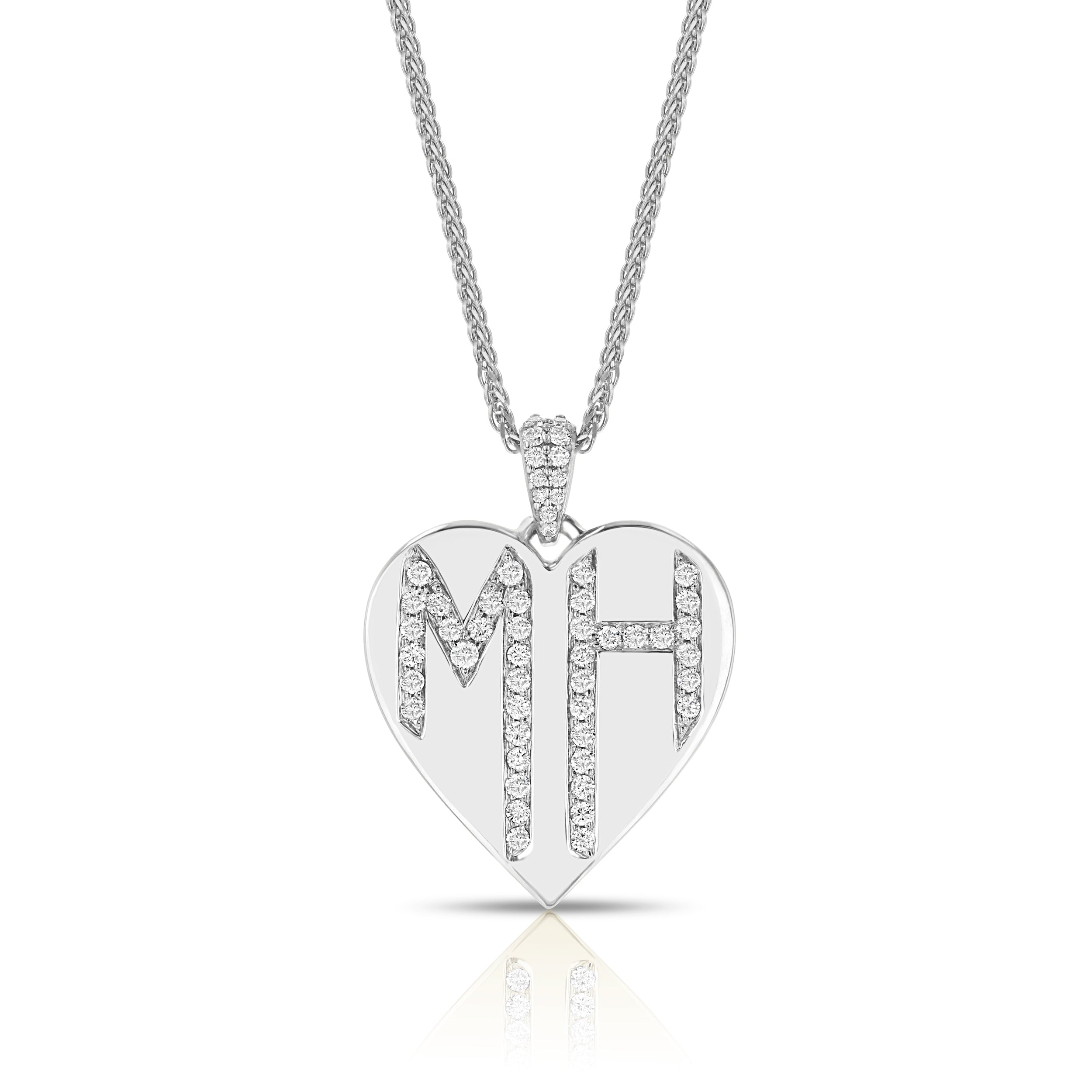 Dripping Letters Monogram Heart Necklace