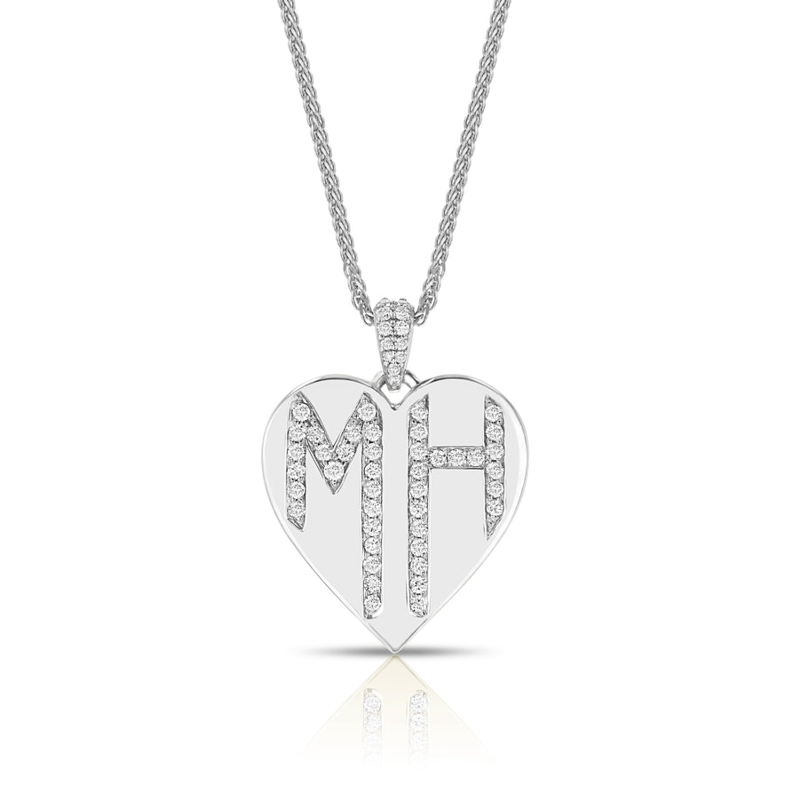 Dripping Letters Monogram Heart Necklace