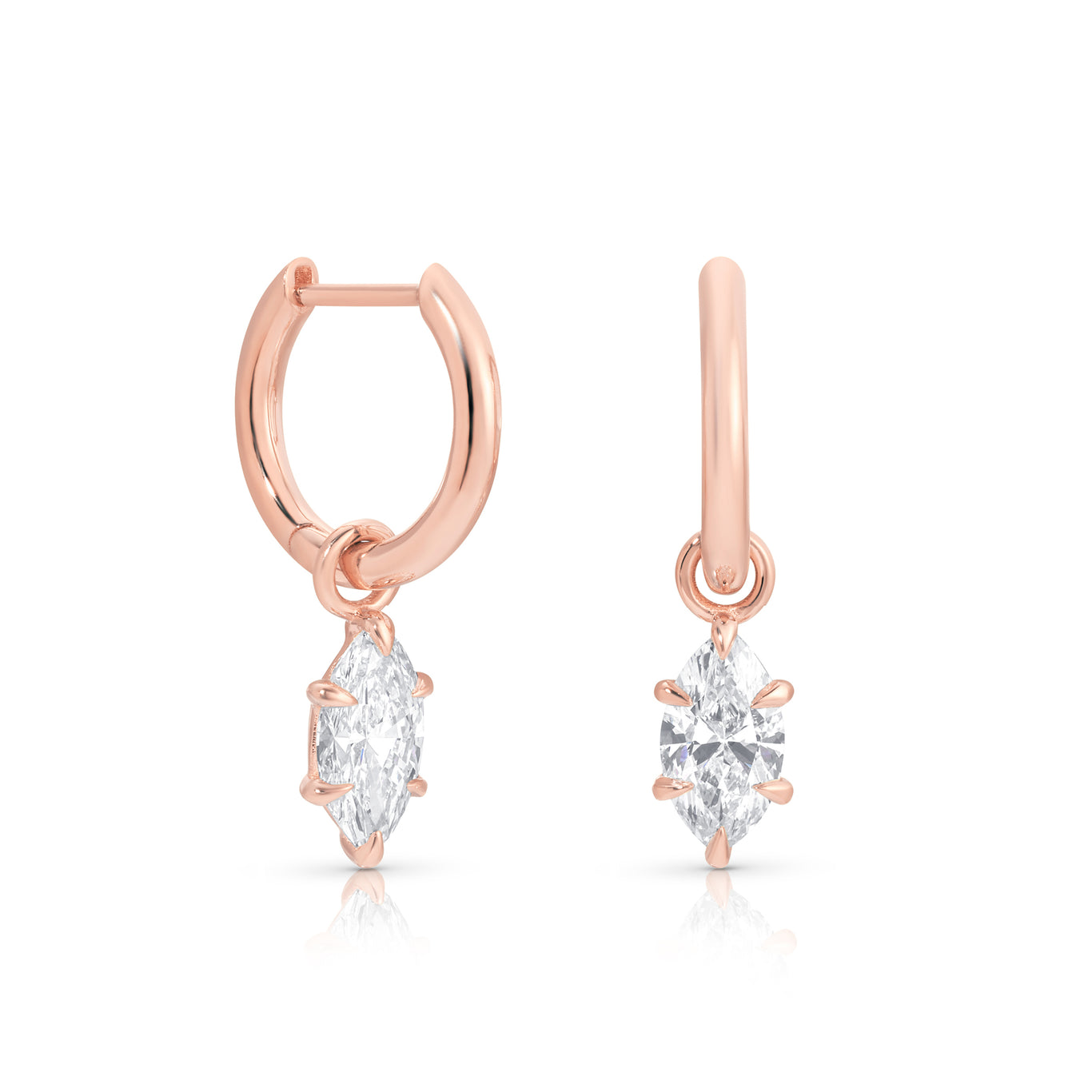 0.50ct Marquise Claw Hoop Earrings