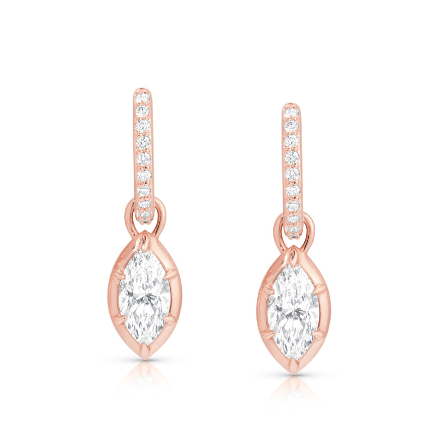 0.50ct Marquise Rosette Pave Hoop Earrings