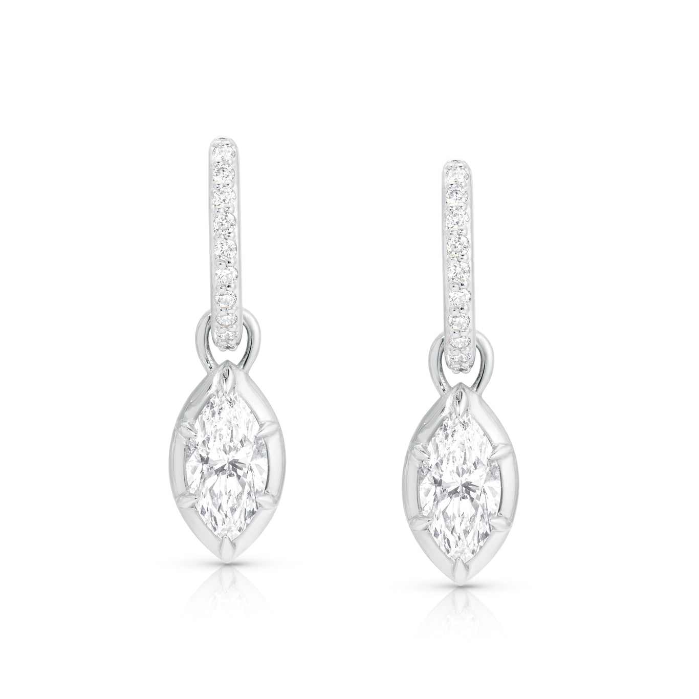 0.50ct Marquise Rosette Pave Hoop Earrings