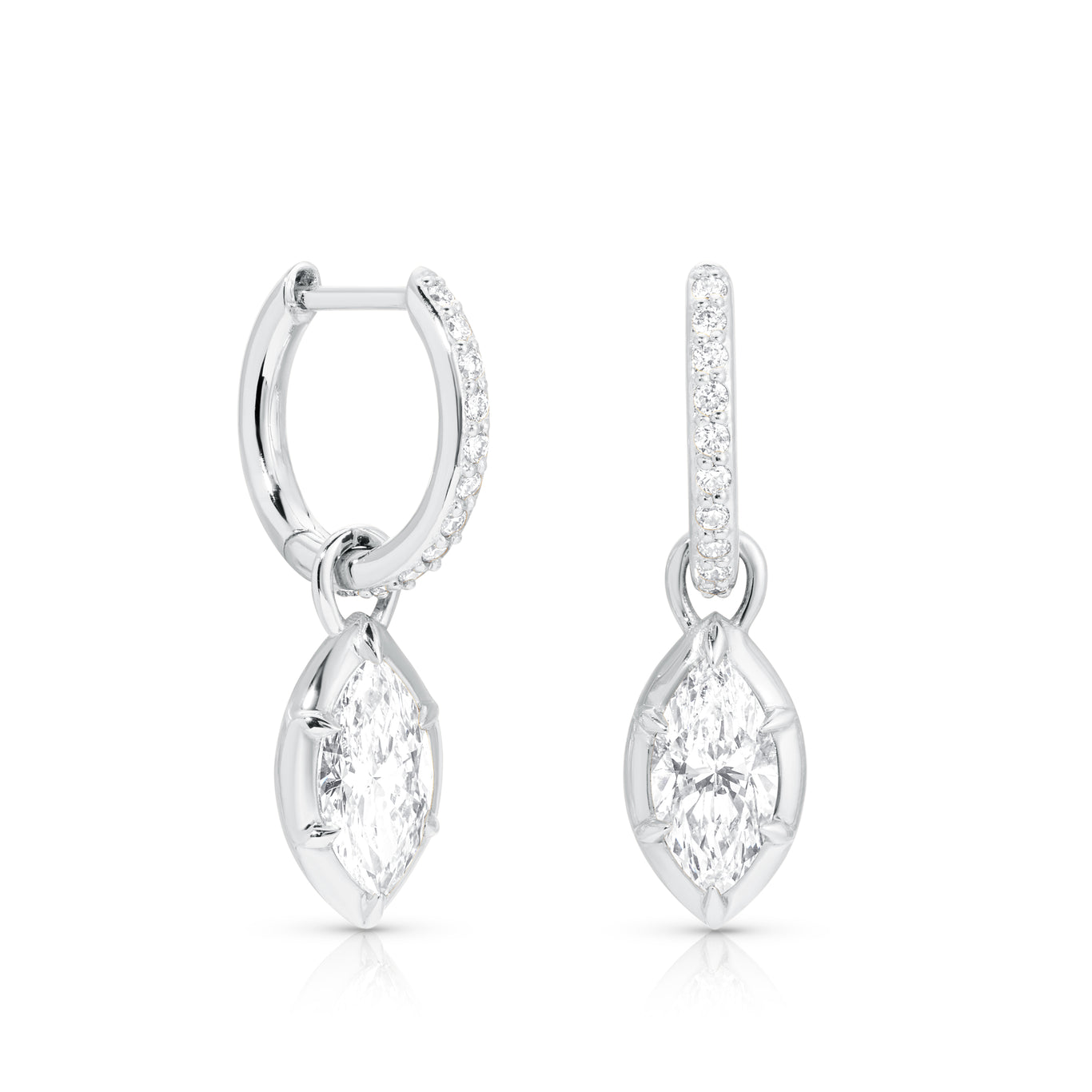 0.50ct Marquise Rosette Pave Hoop Earrings