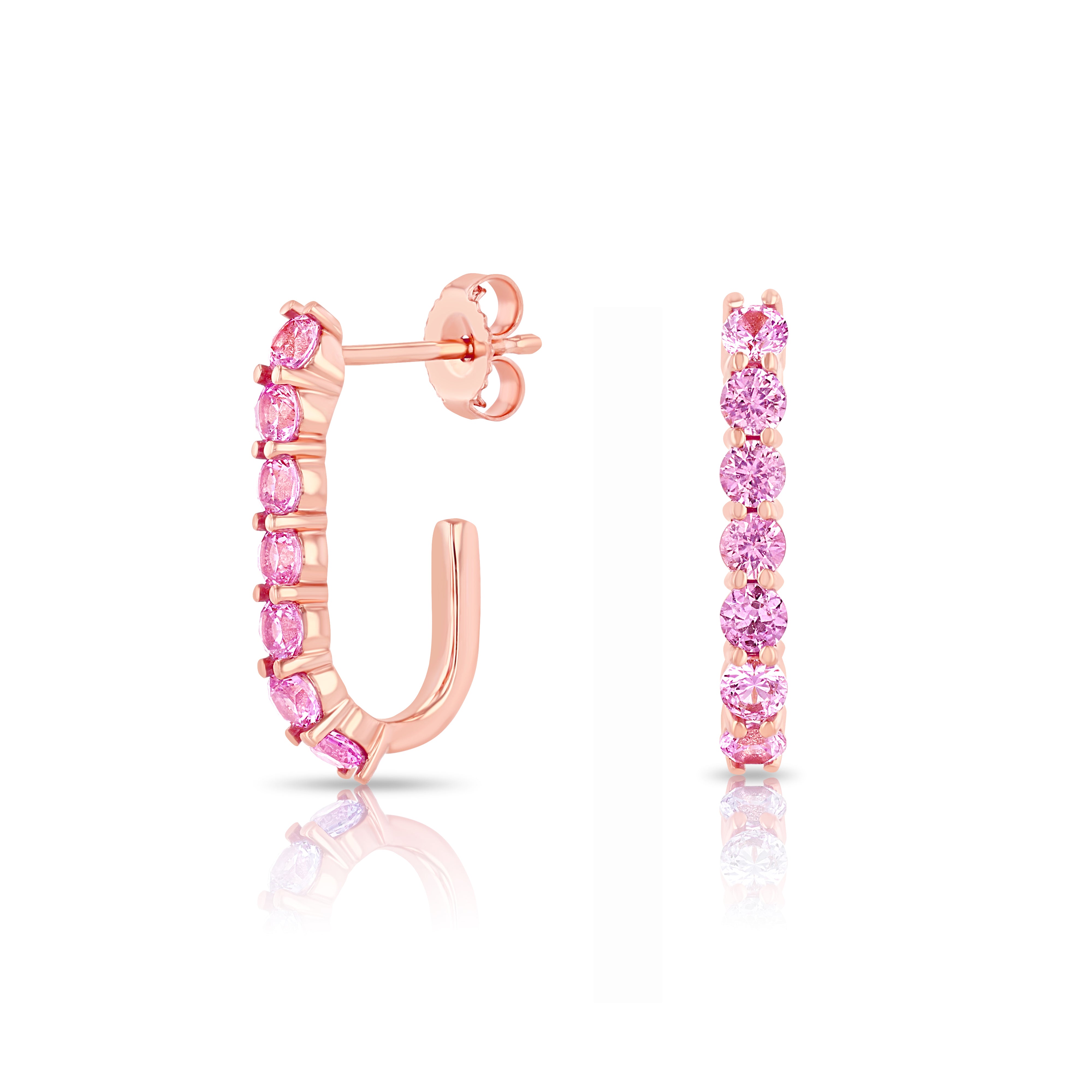 Pink Sapphire Sparkler Pin Earrings