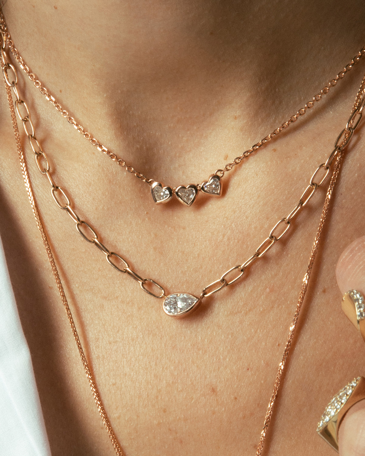 1.00 Carat Pear Link Necklace shown in rose gold
