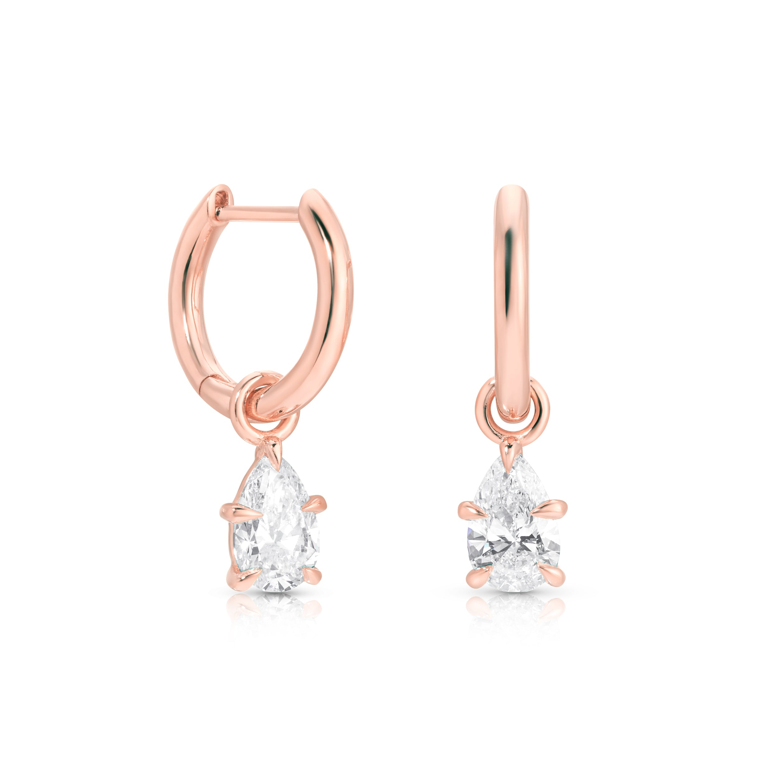 0.50ct Pear Claw Hoop Earrings