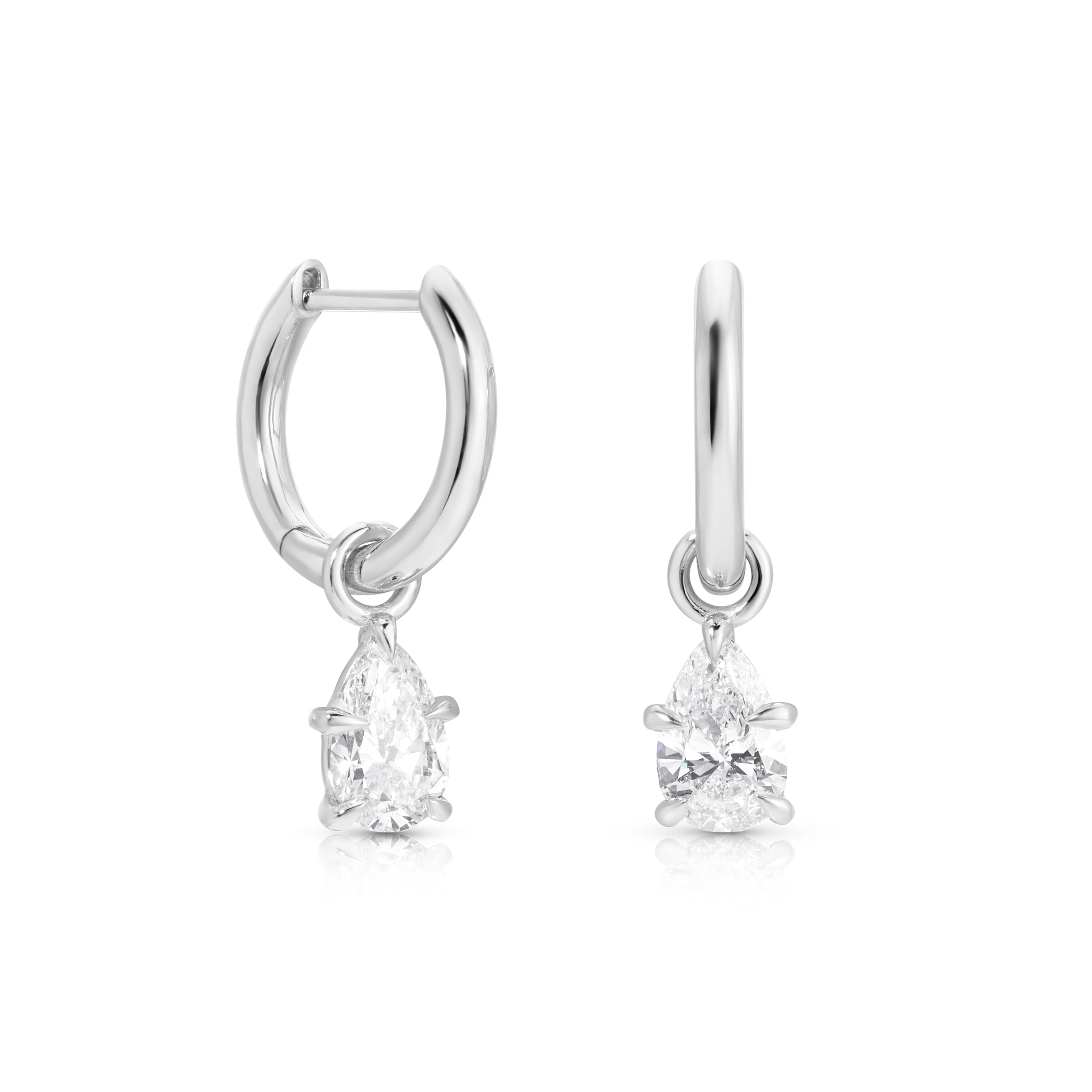 0.50ct Pear Claw Hoop Earrings