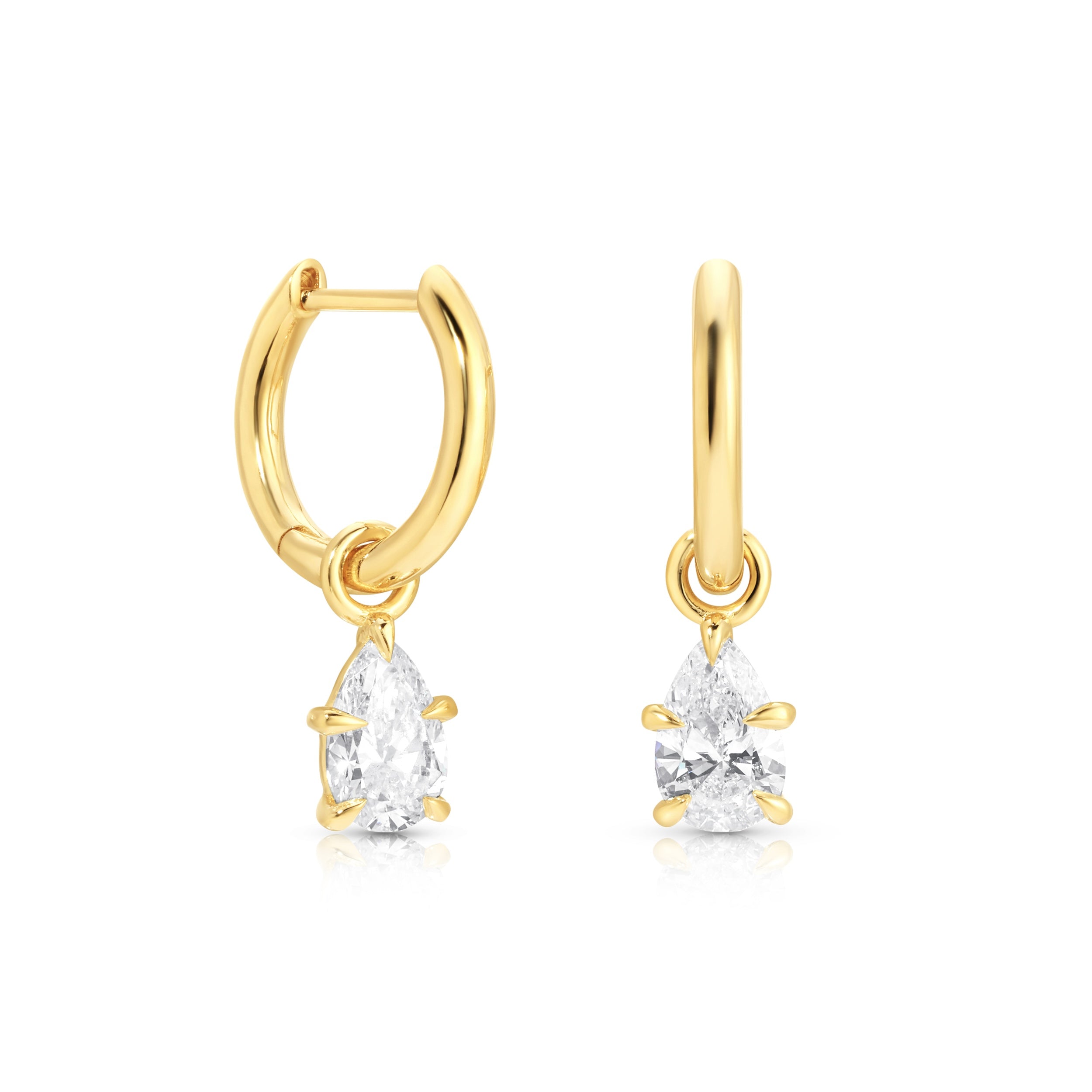 0.50ct Pear Claw Hoop Earrings