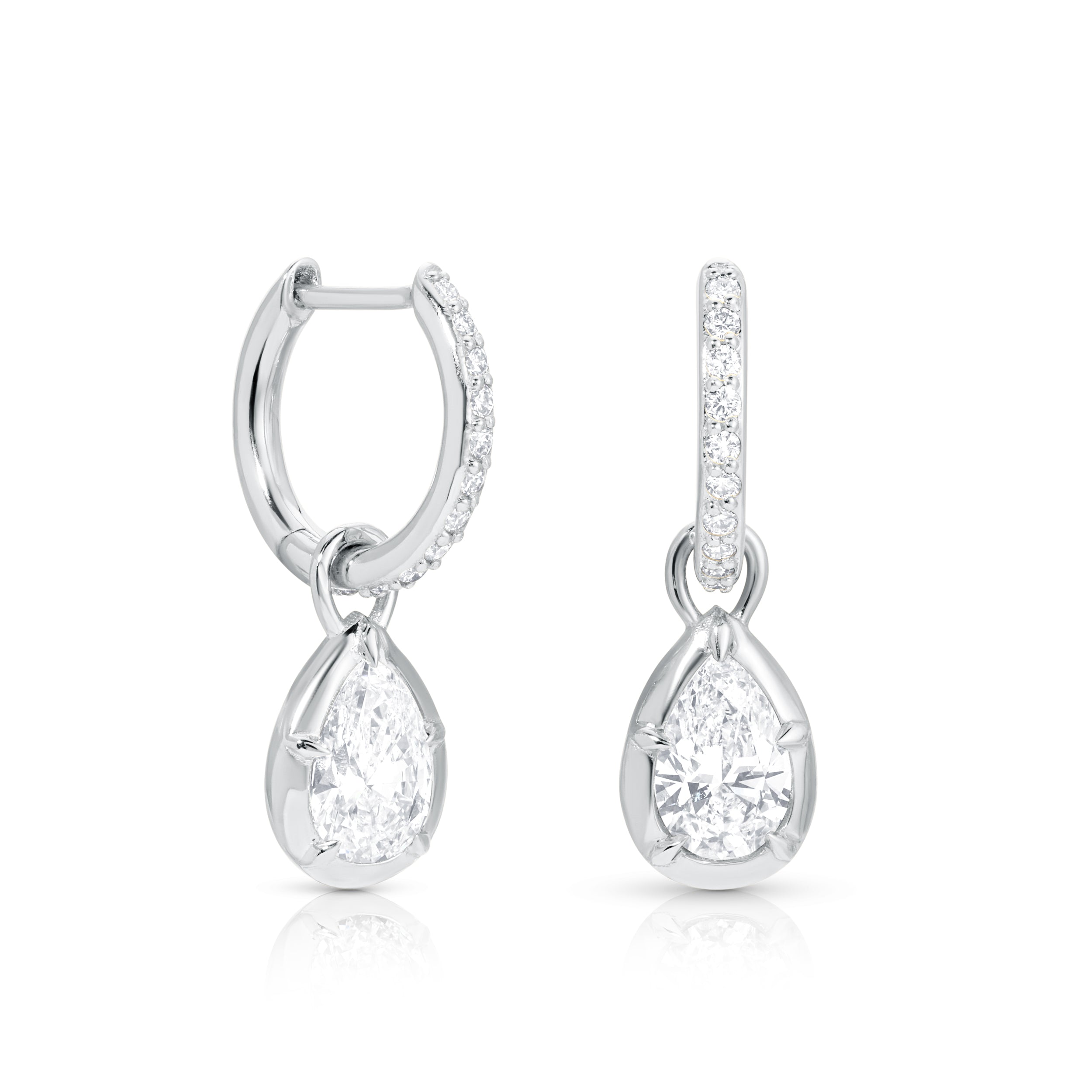 0.50ct Pear Rosette Pave Hoop Earrings