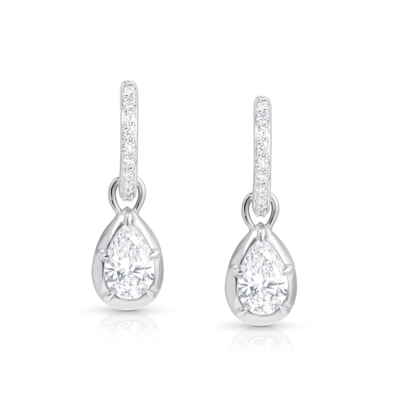 0.50ct Pear Rosette Pave Hoop Earrings