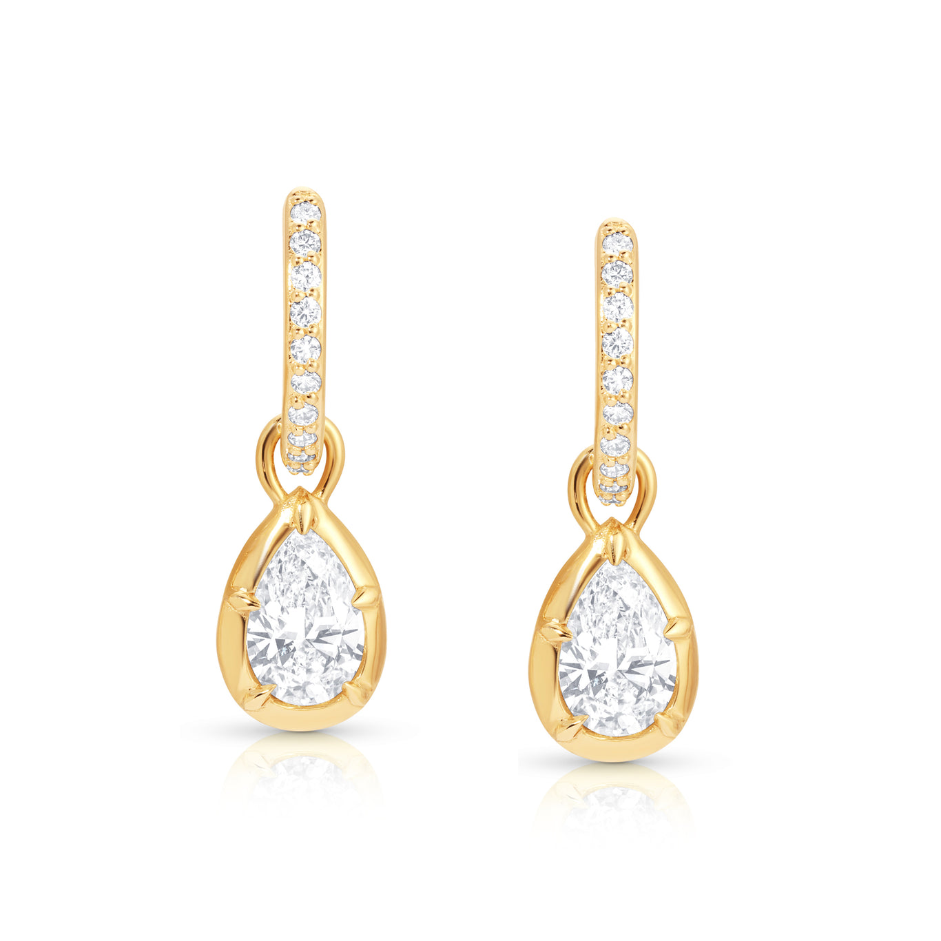 0.50ct Pear Rosette Pave Hoop Earrings