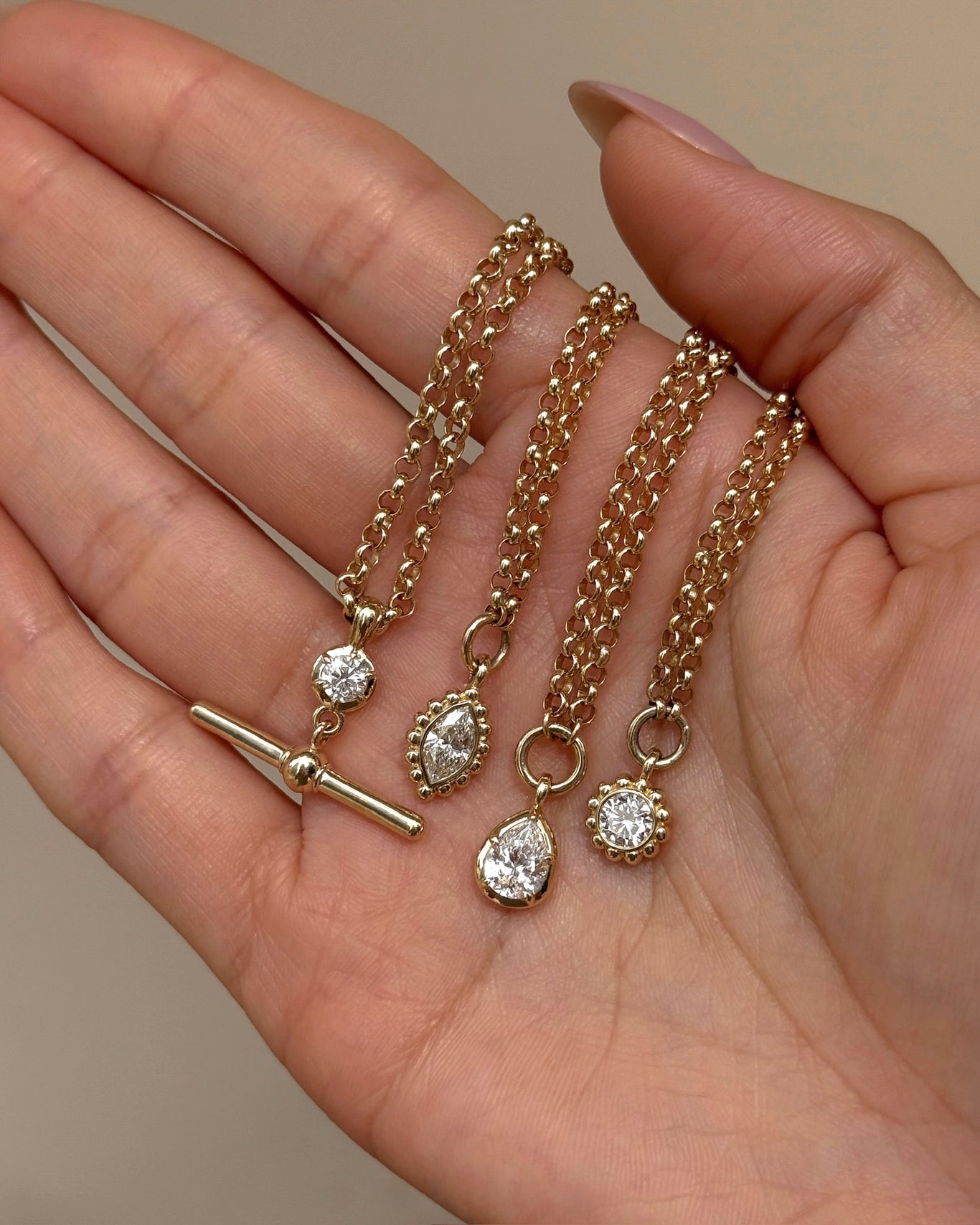 14k yellow gold, 14k white gold, 14k rose gold