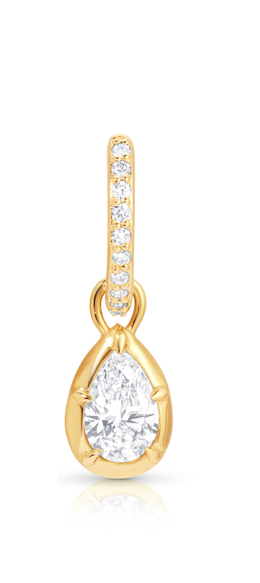 Pear Rosette Pave Hoop Earrings