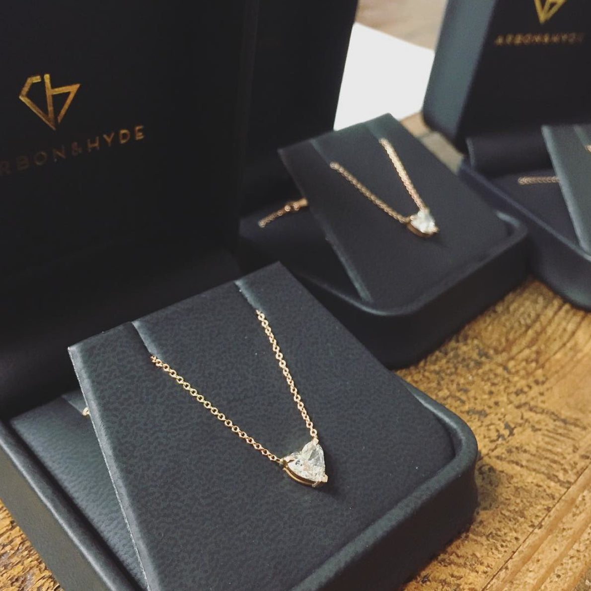 Heart Shape Diamonds shown in gift packaging