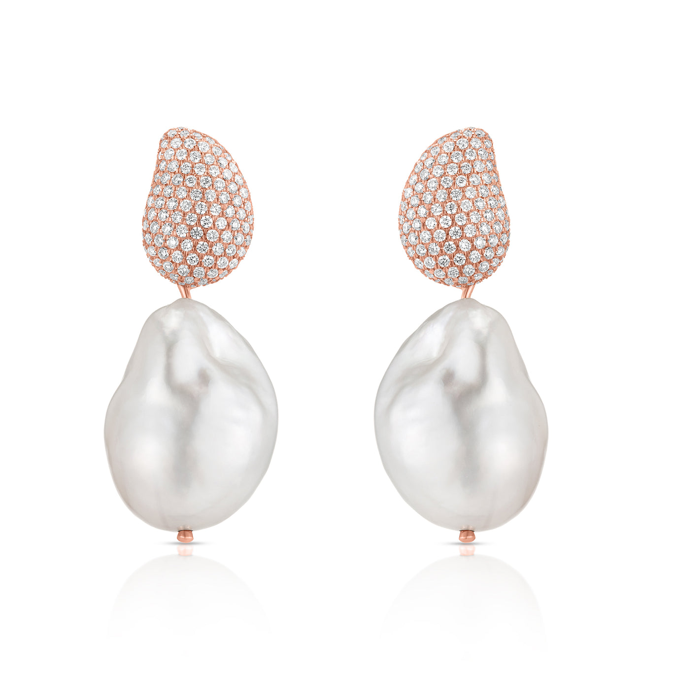 Baroque Pearl Earrings in Rose Gold