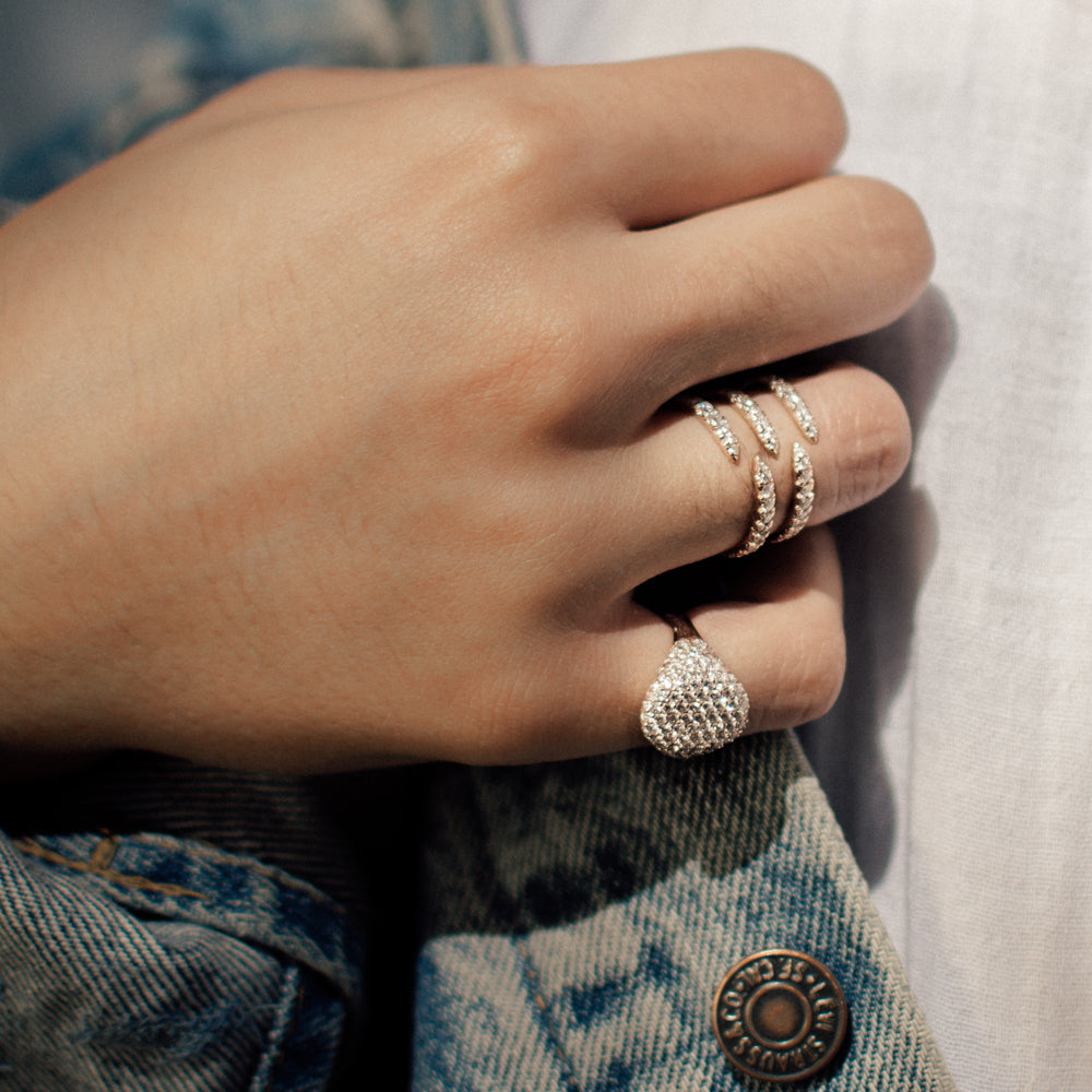 The Bling Ring is shown styled with the Claw Ring.
