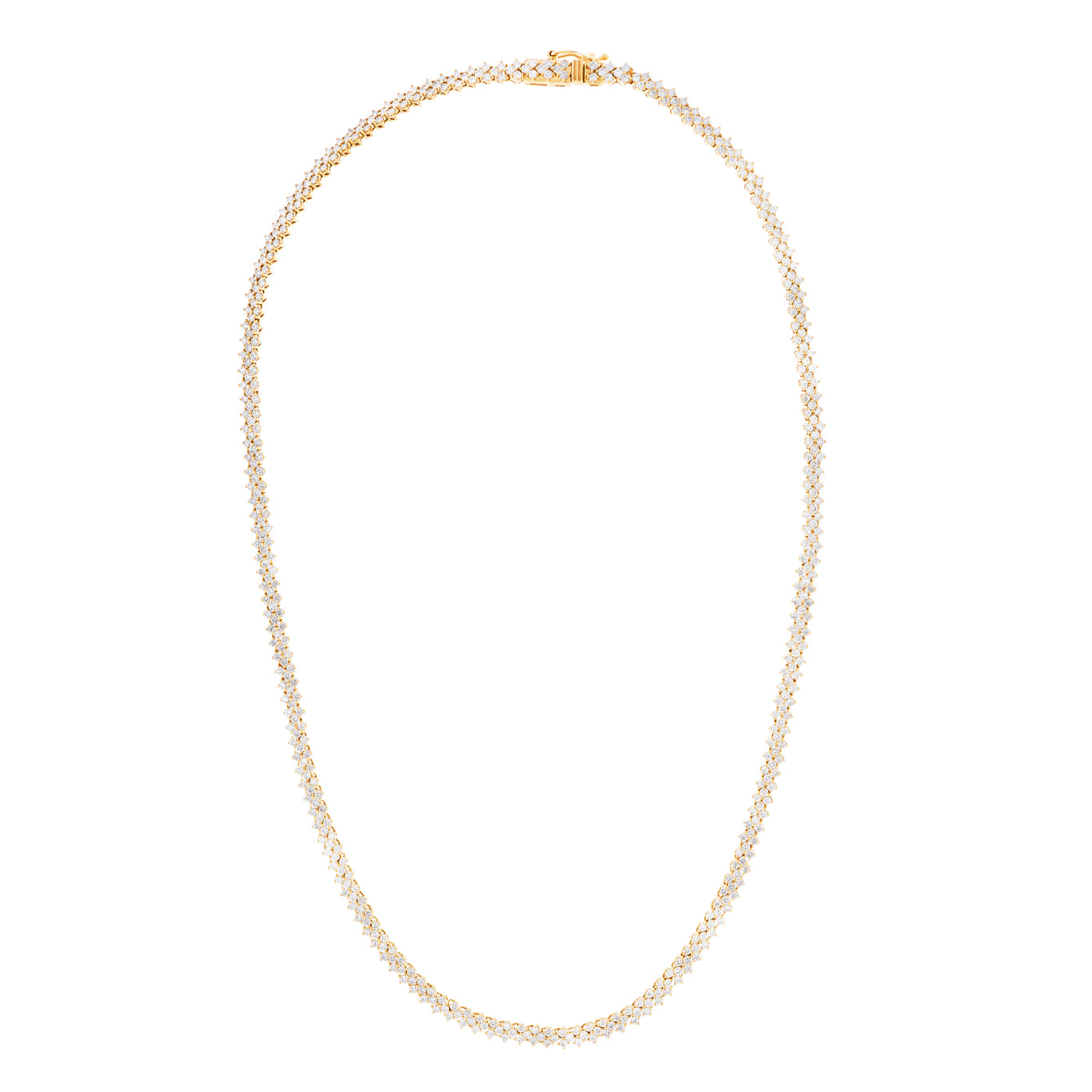 Chevron Tennis Necklace in Yellow Gold