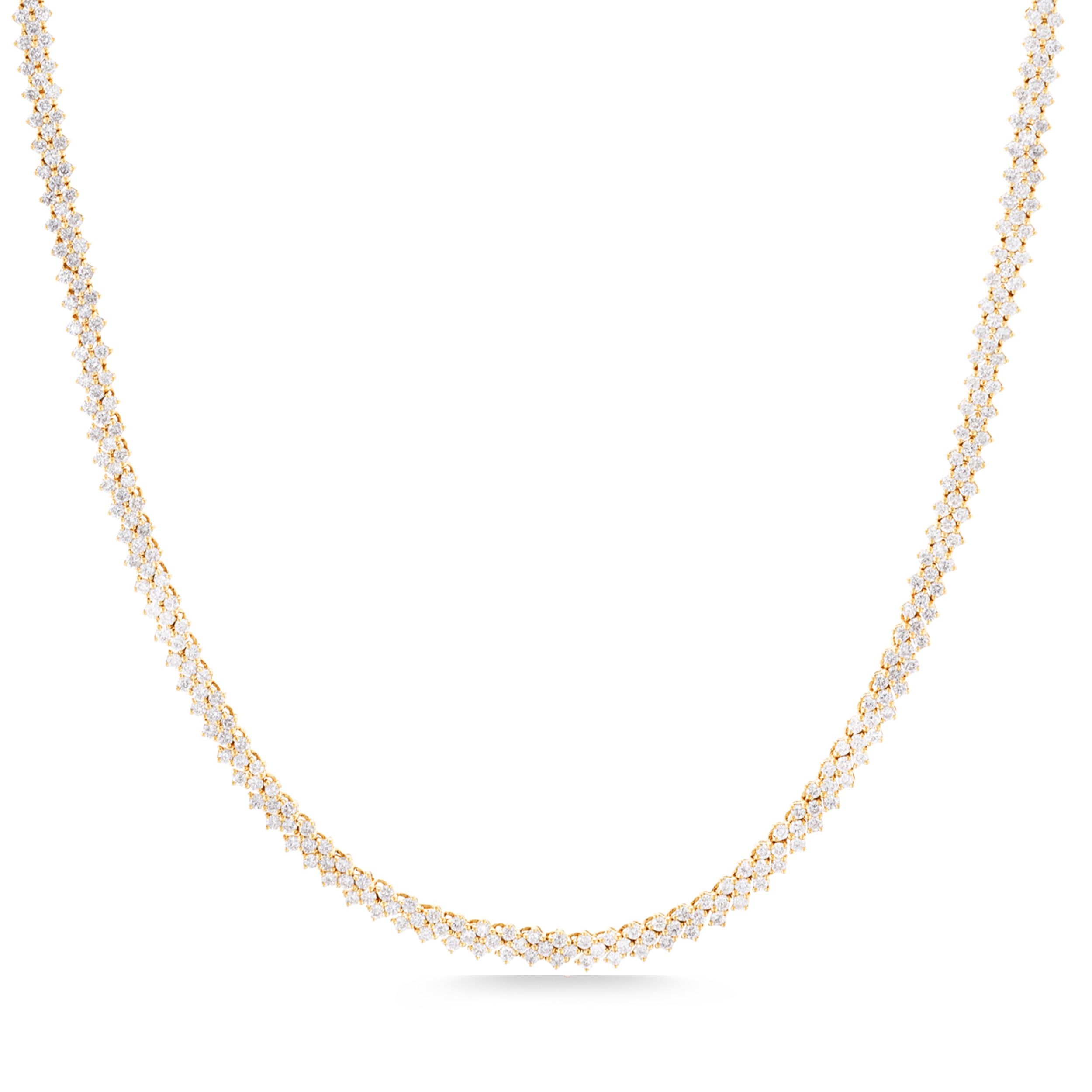 Chevron Tennis Necklace in Yellow Gold