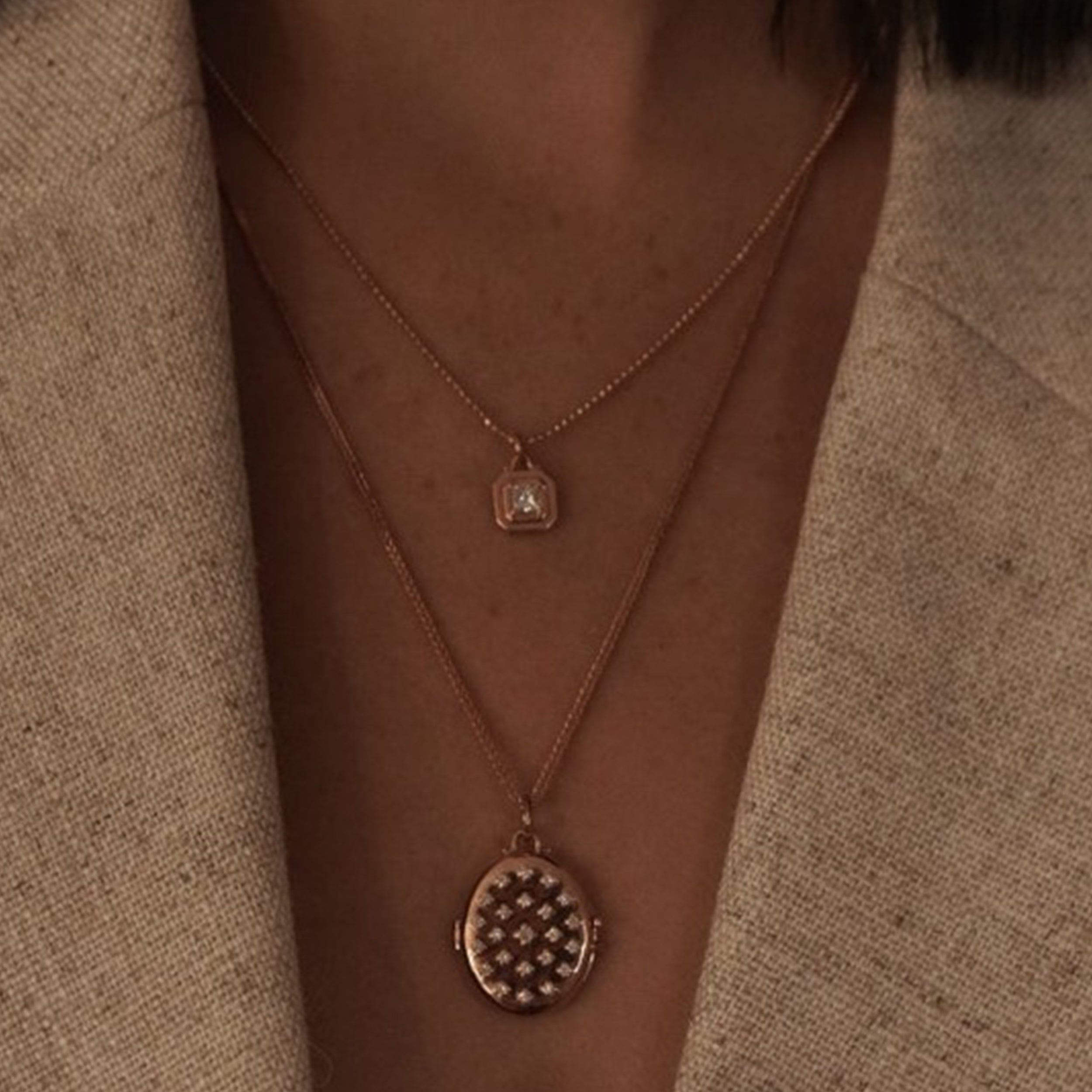 Comet Necklace shown with the Etoile Locket