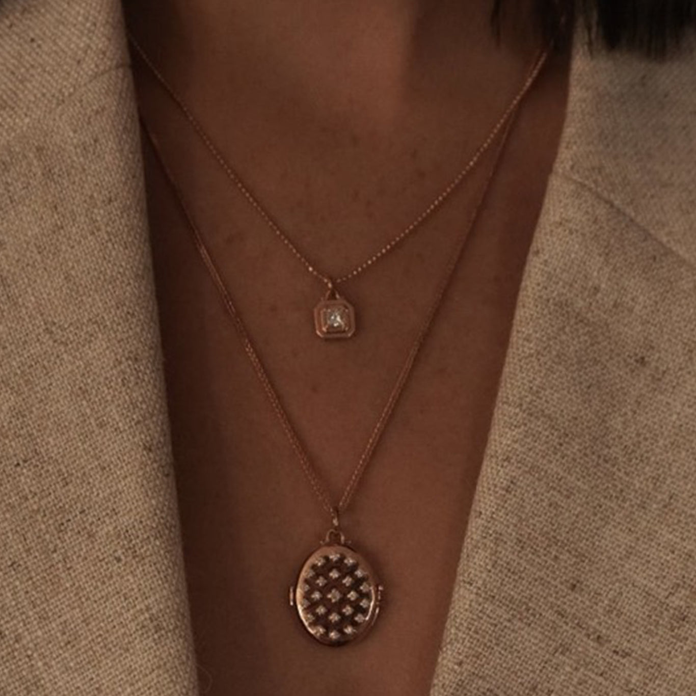 Comet Necklace shown with the Etoile Locket