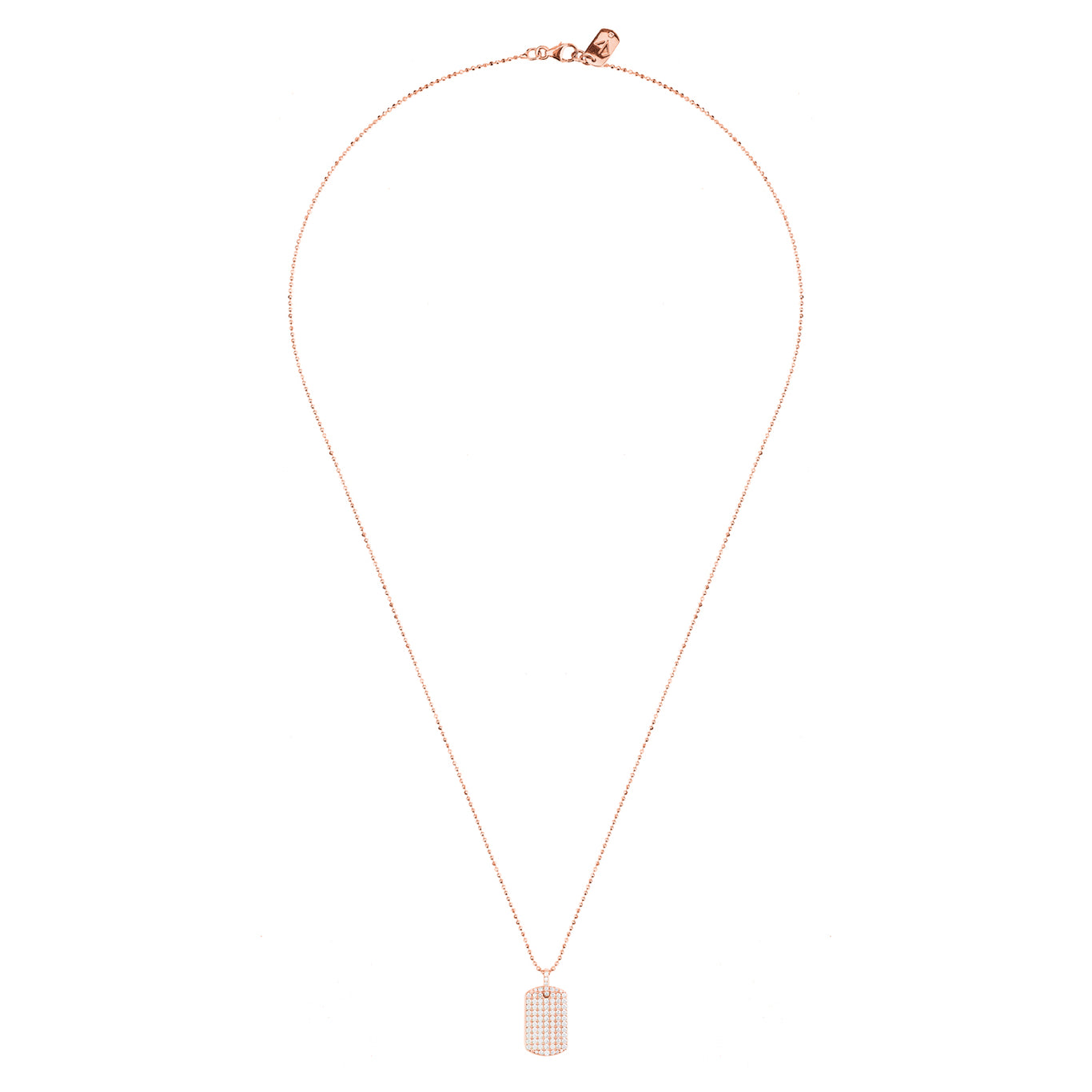 14K Gold Small Dog Tag Necklace 14K Rose Gold / 14 - 16 Adjustable (Choker Length) +$10