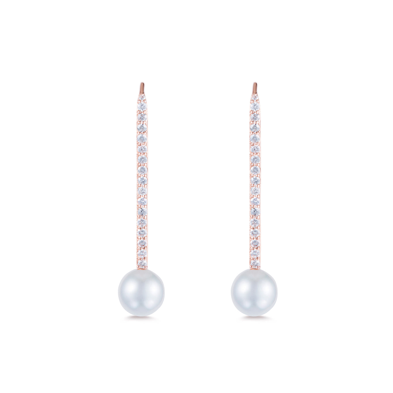 Diamond-Pearl-Stick-Earrings---Rose-Gold