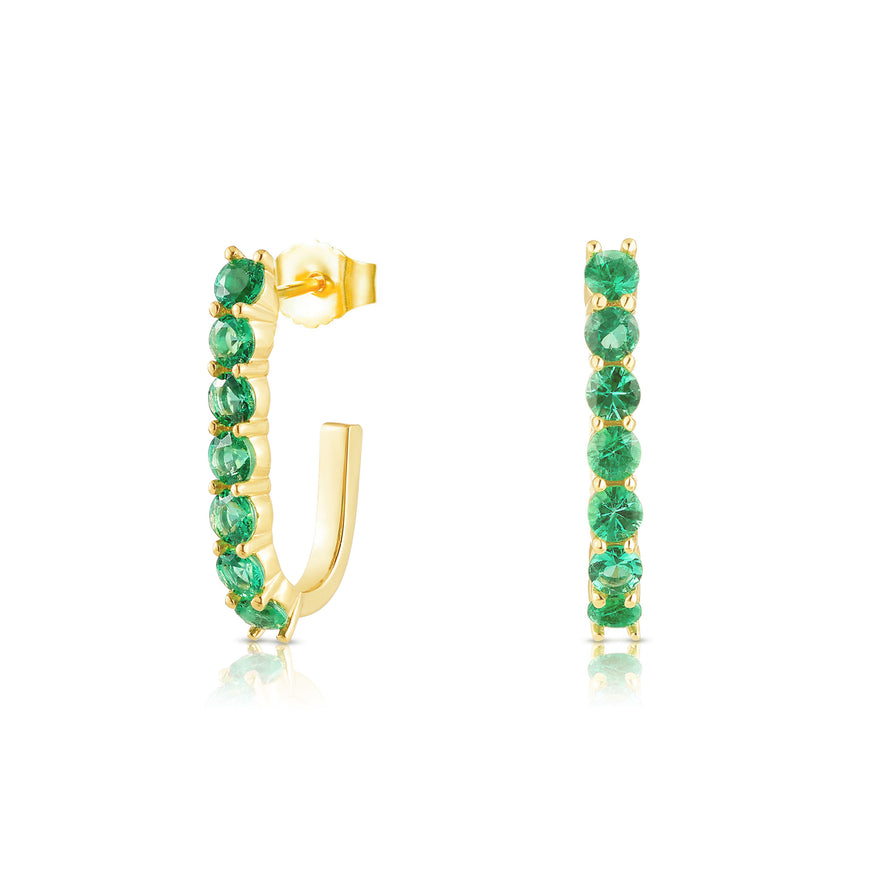 Green Emerald Sparkler Pin Earrings