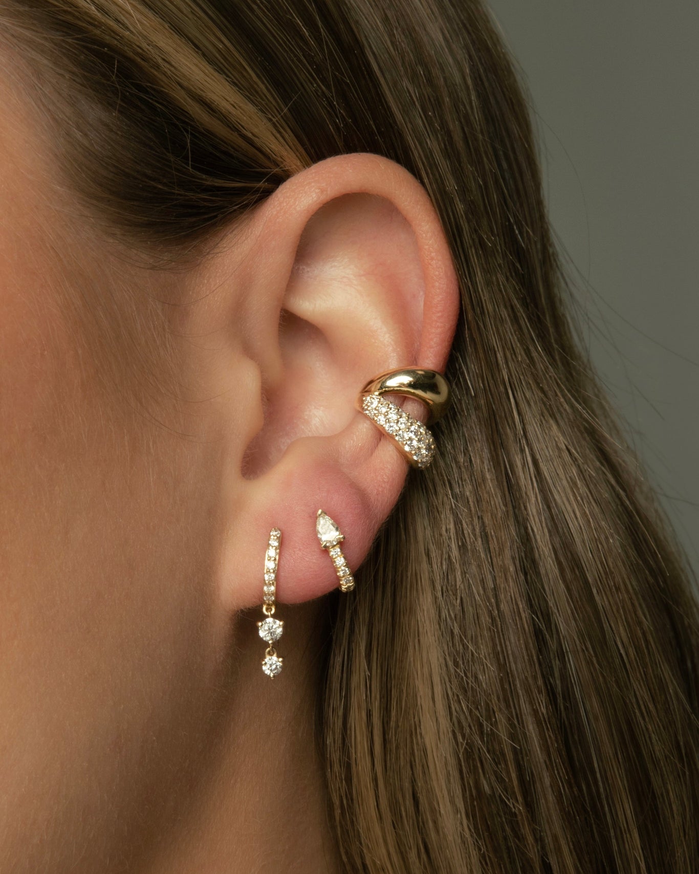 Gemini Ear Cuff shown with the Stardust Huggie and Serpent Huggie