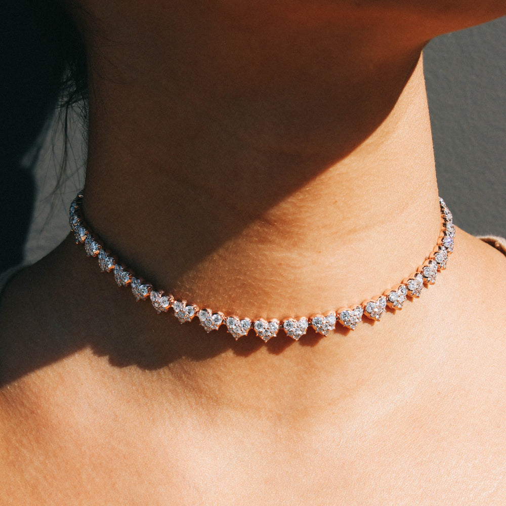 The Heart Choker Necklace shown in rose gold.