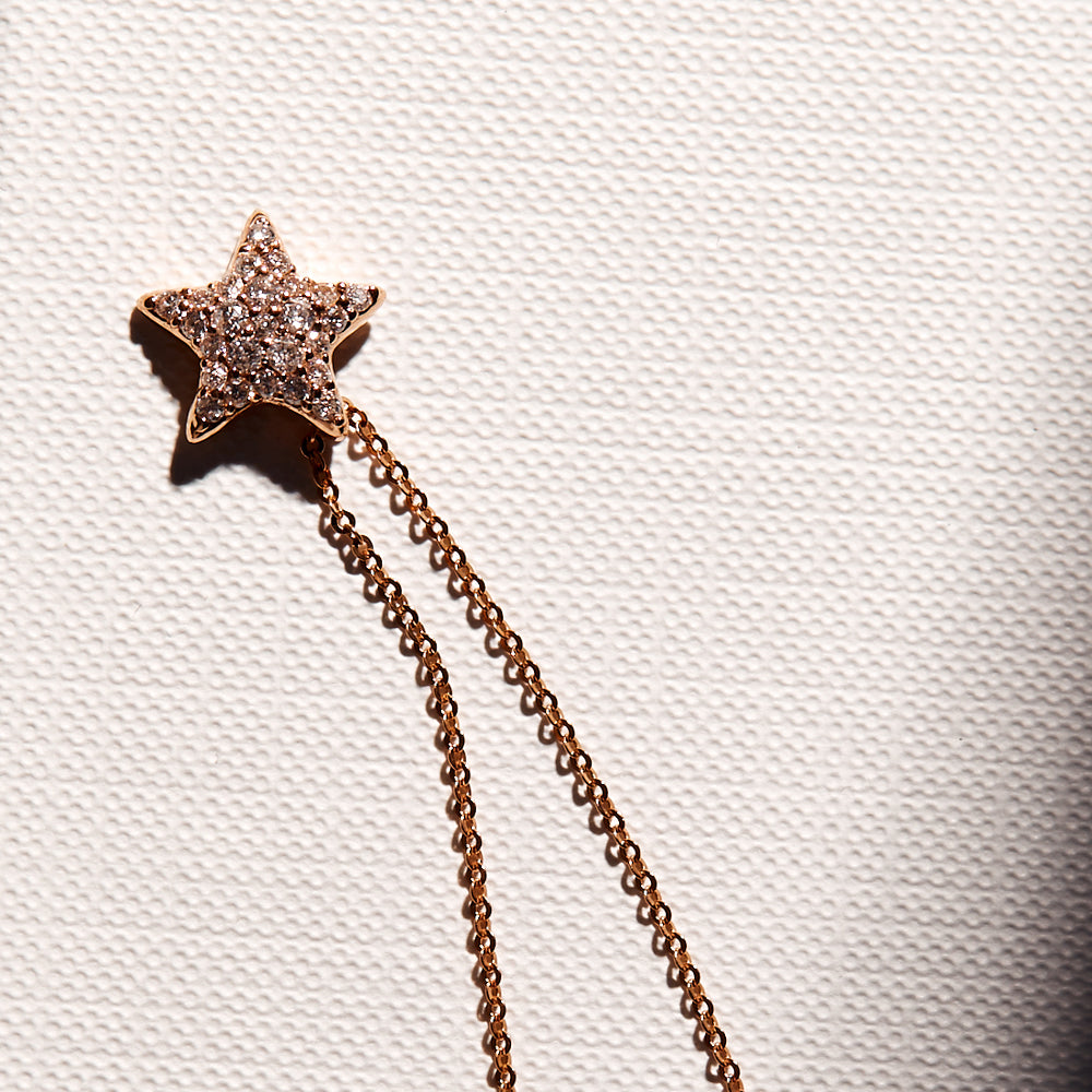The Hollywood Necklace shown in rose gold.
