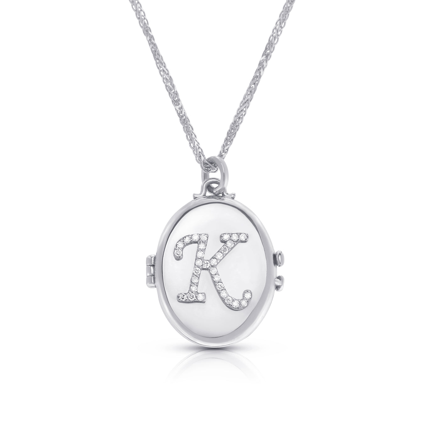 Sterling Silver Locket Pendant with Diamond Front