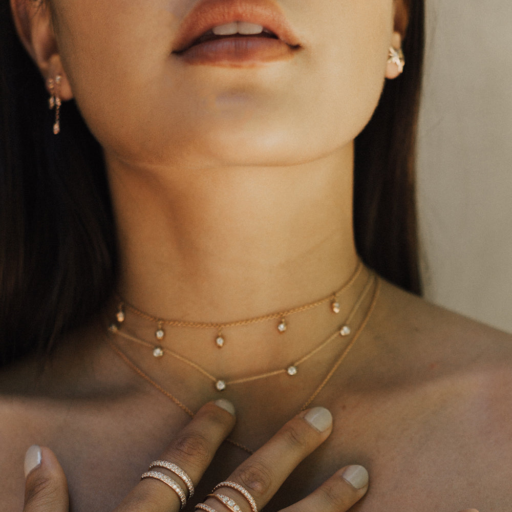 The Rose Necklace shown stacked with the Lily Necklace. 