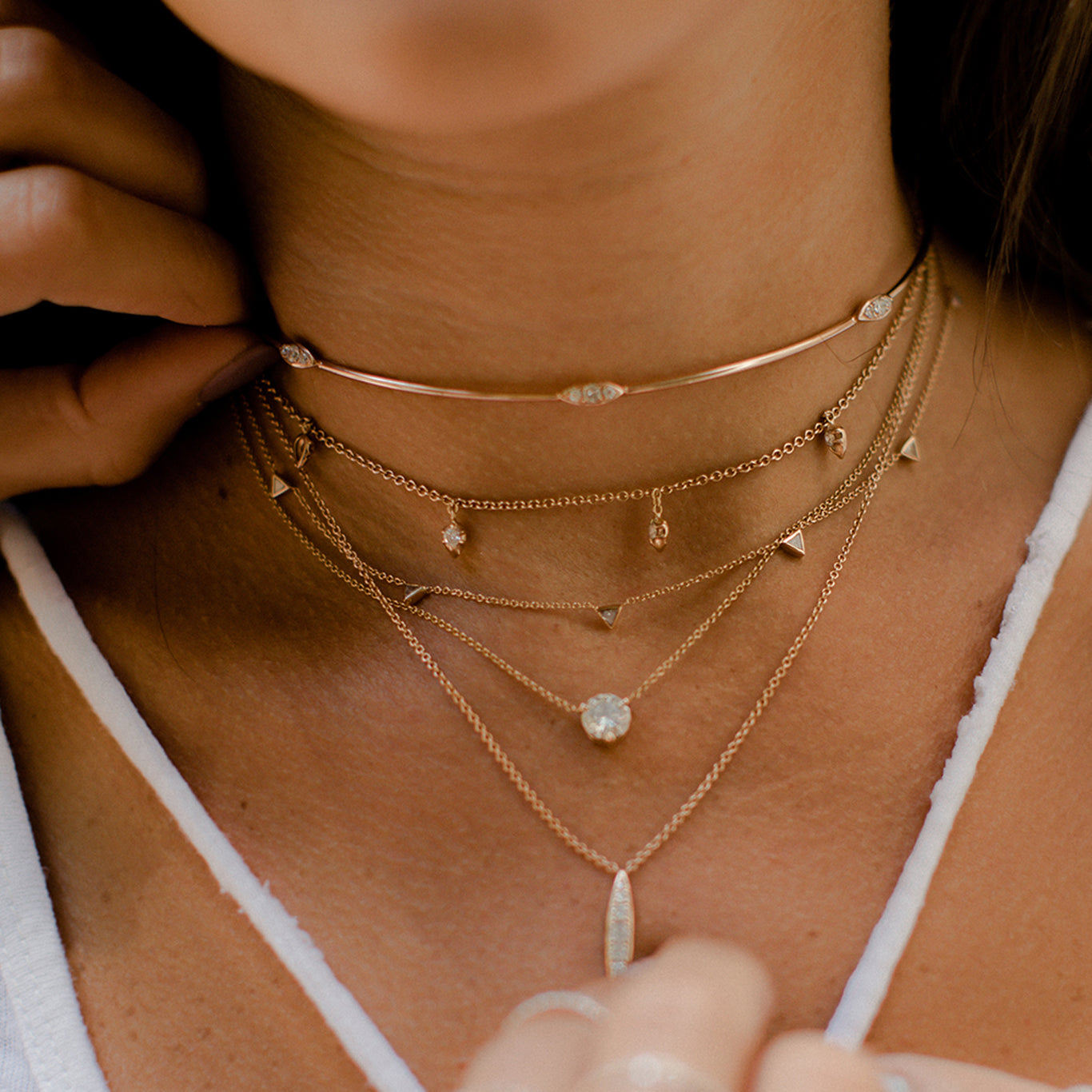 The Luna Choker shown above our Lily Choker Necklace. 