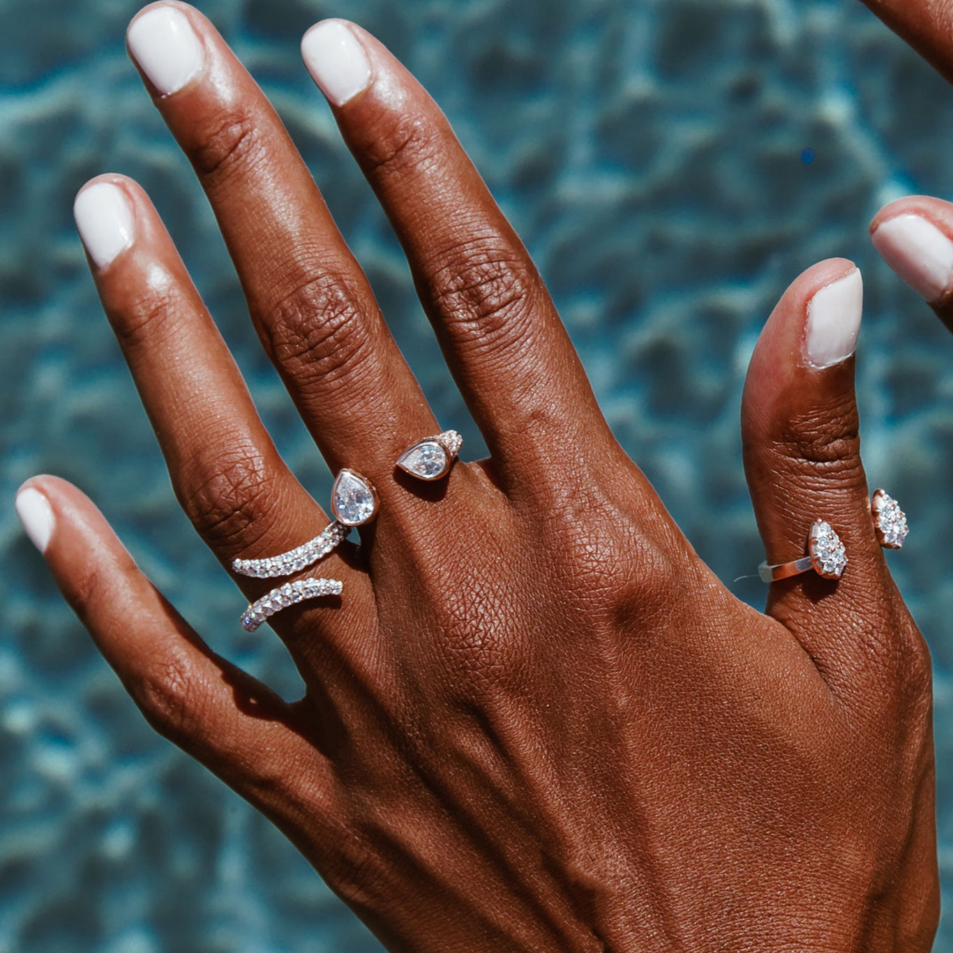 The Medium Twin Ring shown with the Viper Ring and Stella Ring.