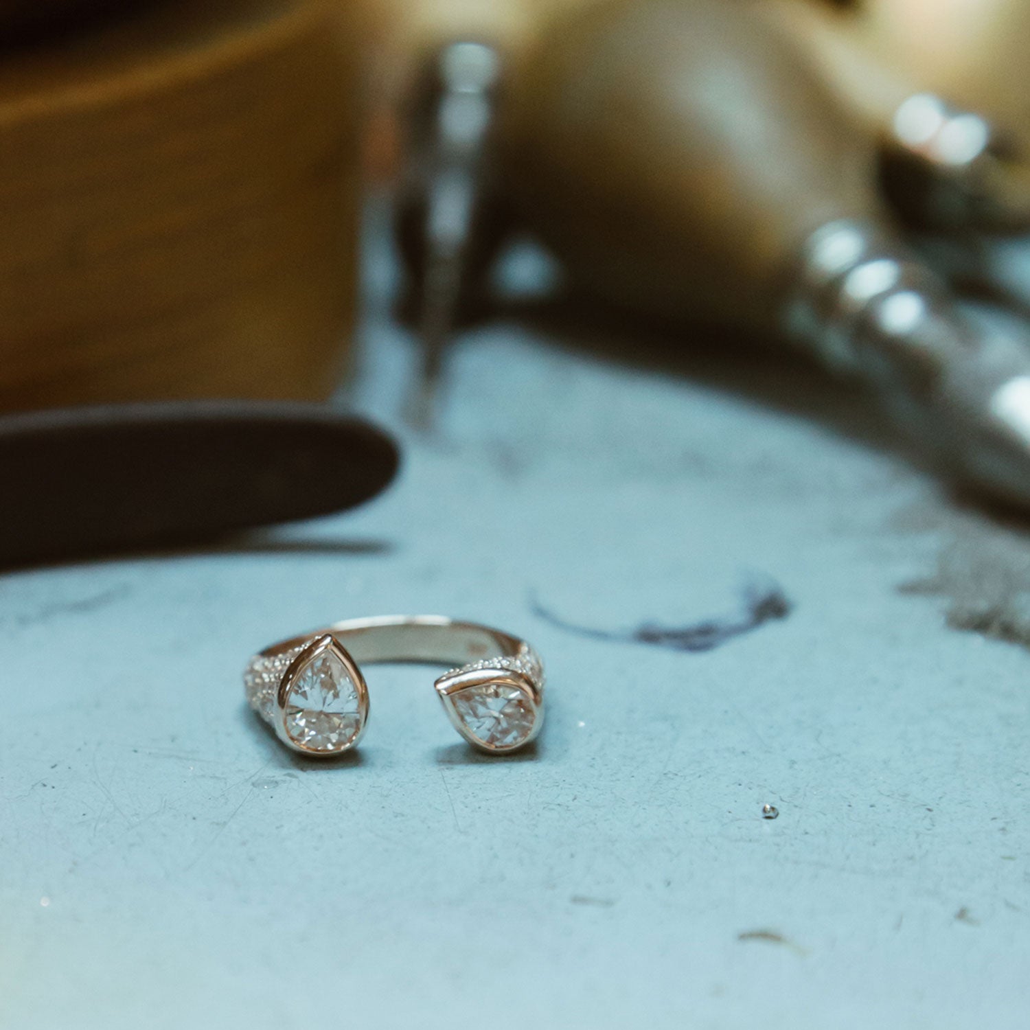 The Medium Twin Ring shown in our Los Angeles production shop.
