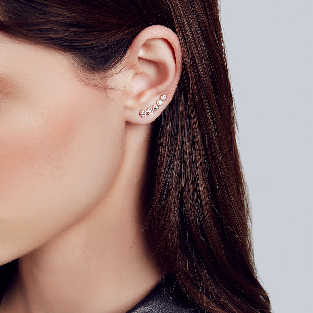 The Mini Cinderella Earring shown modeled in rose gold.