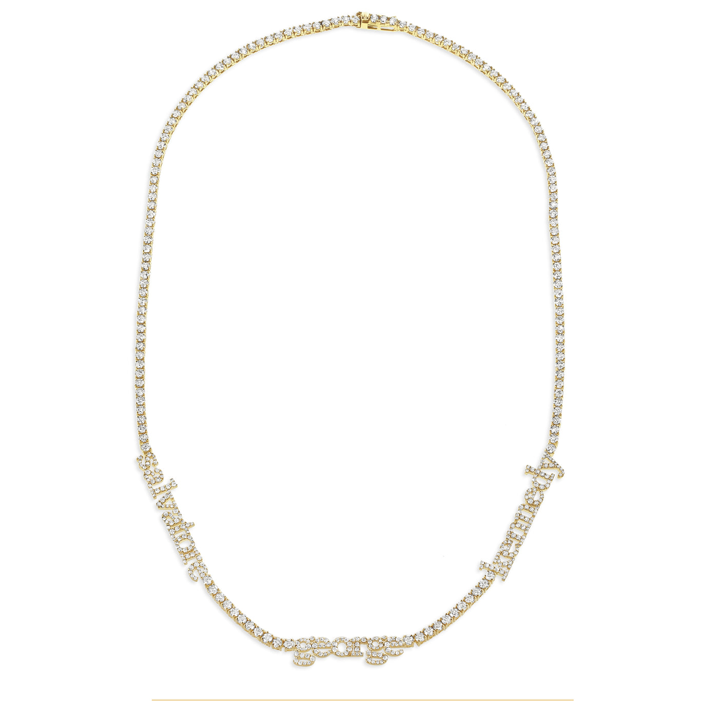 14K Yellow Gold Custom Name Tennis Necklace | Carbon & Hyde