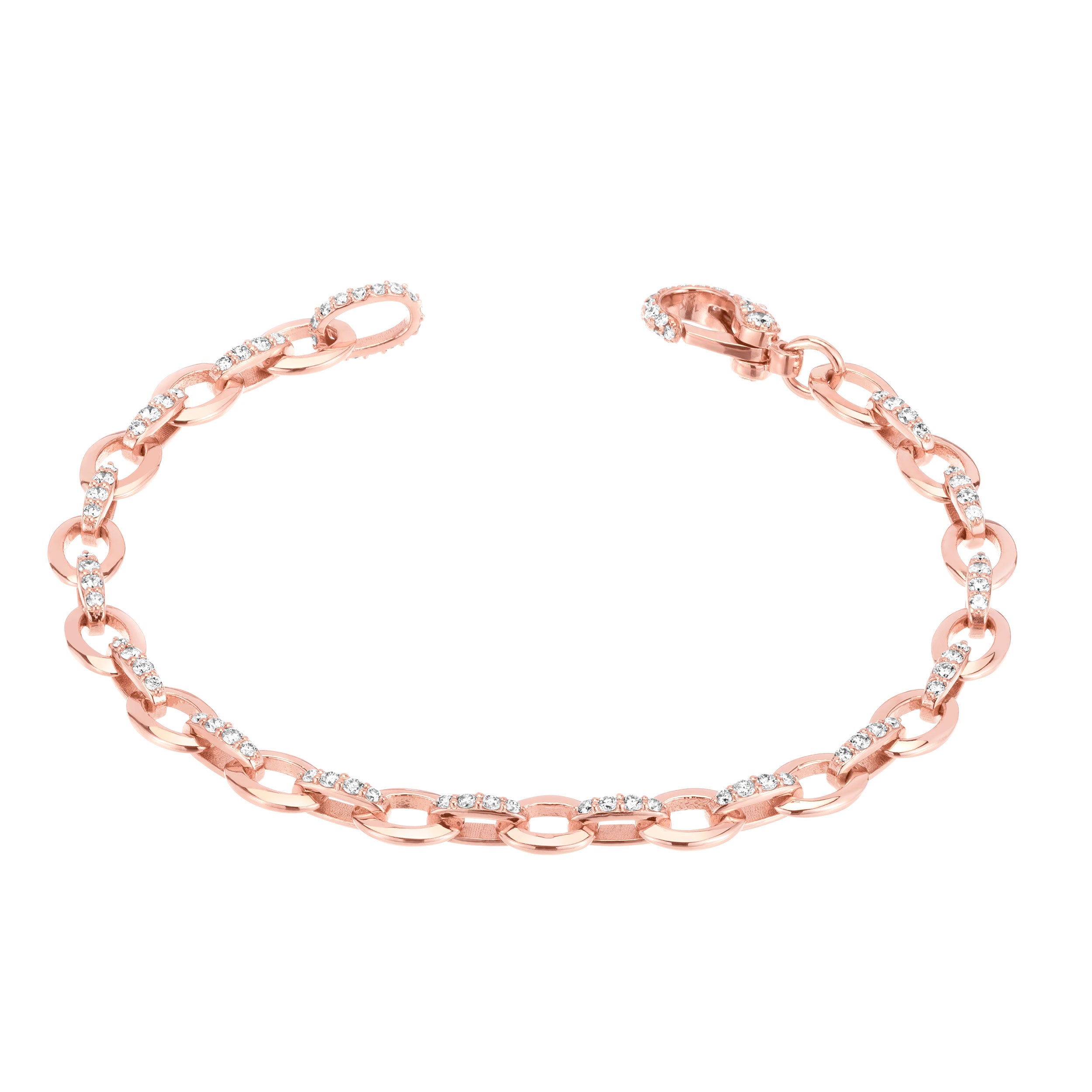 Shop 14K Rose Gold Oval Link Diamond Bracelet | Carbon & Hyde