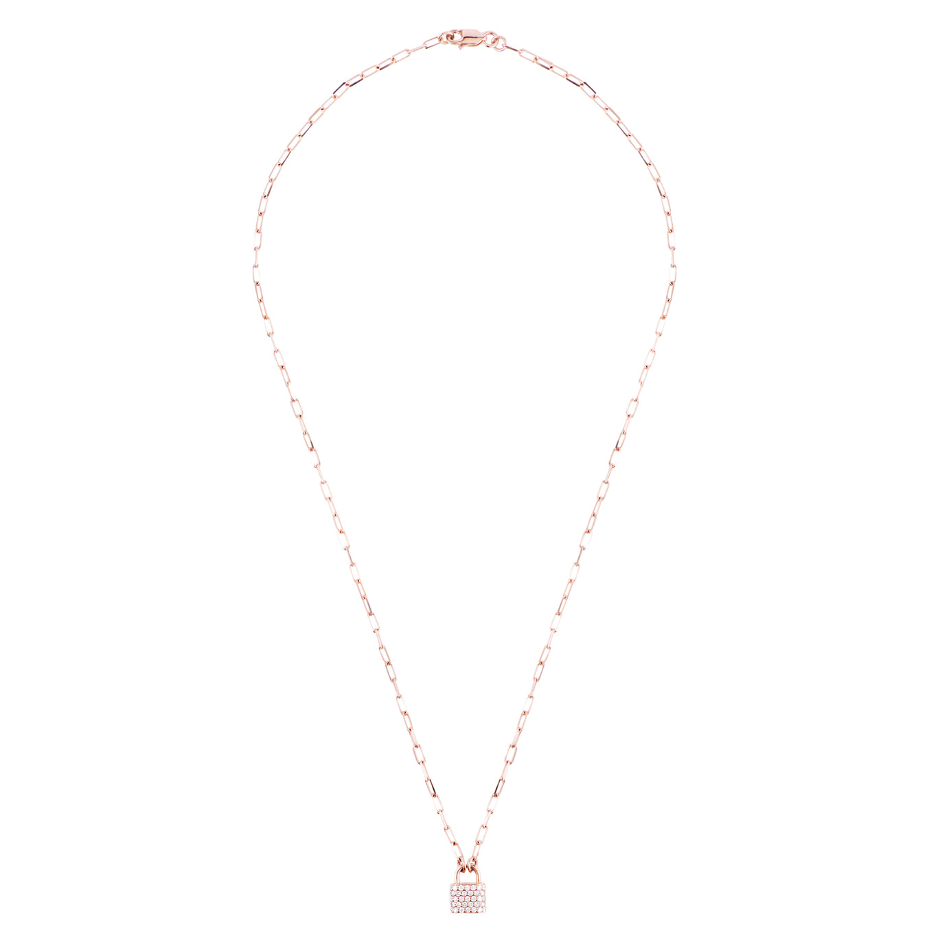 Carbon & Hyde 14K Rose Gold Diamond Padlock Necklace