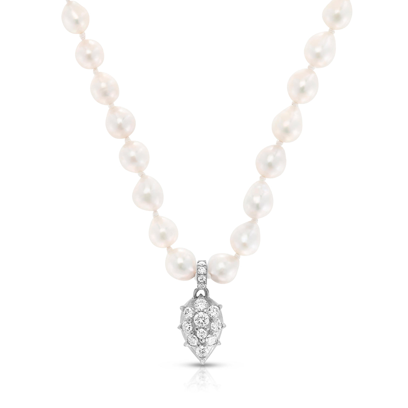 Carbon & Hyde Pearl Cage Necklace, White Gold