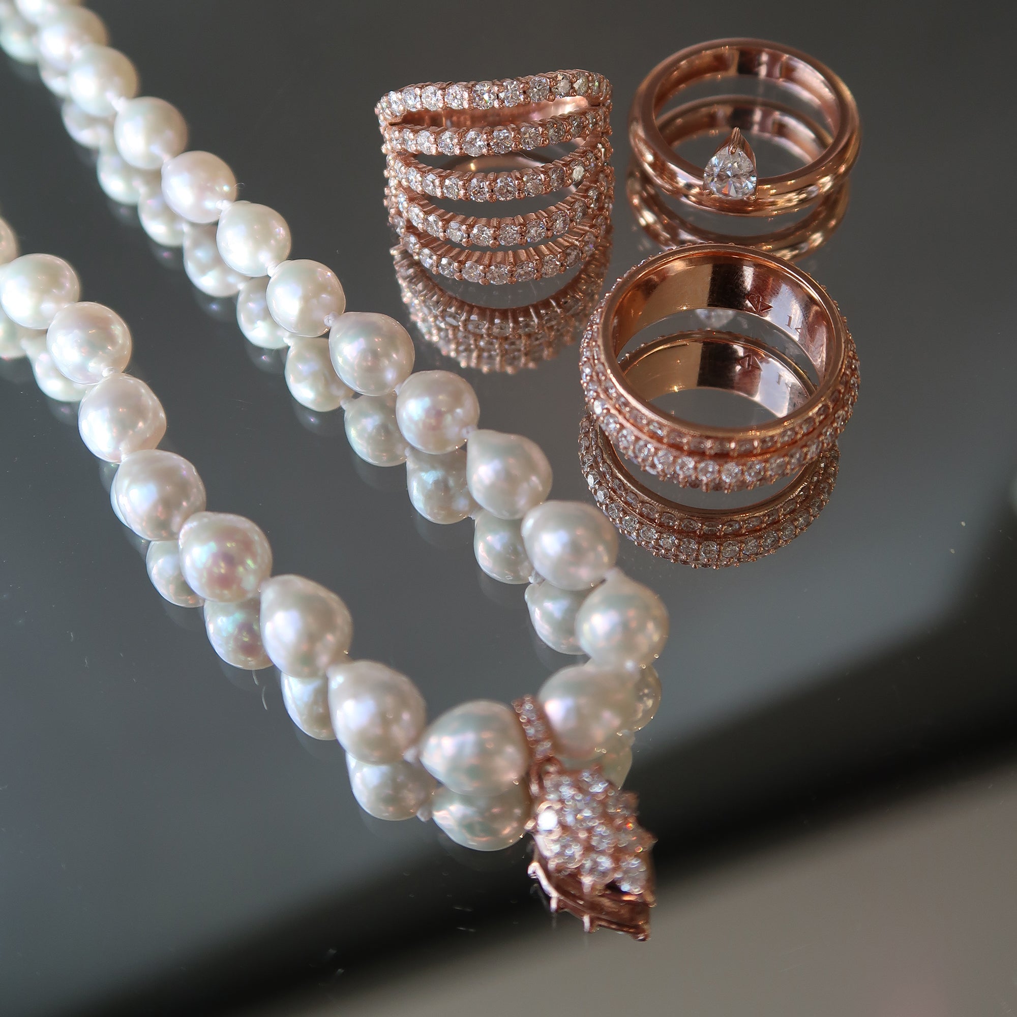 Pasha Pearl Necklace shown in Rose Gold