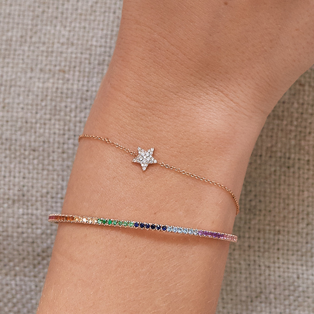 The Rainbow Bangle shown with the Hollywood Bracelet.