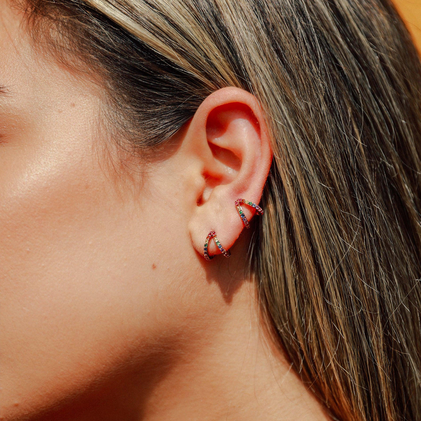 Shop Rose Gold Diamond Pearl Leaf Huggie Earrings | Carbon & Hyde