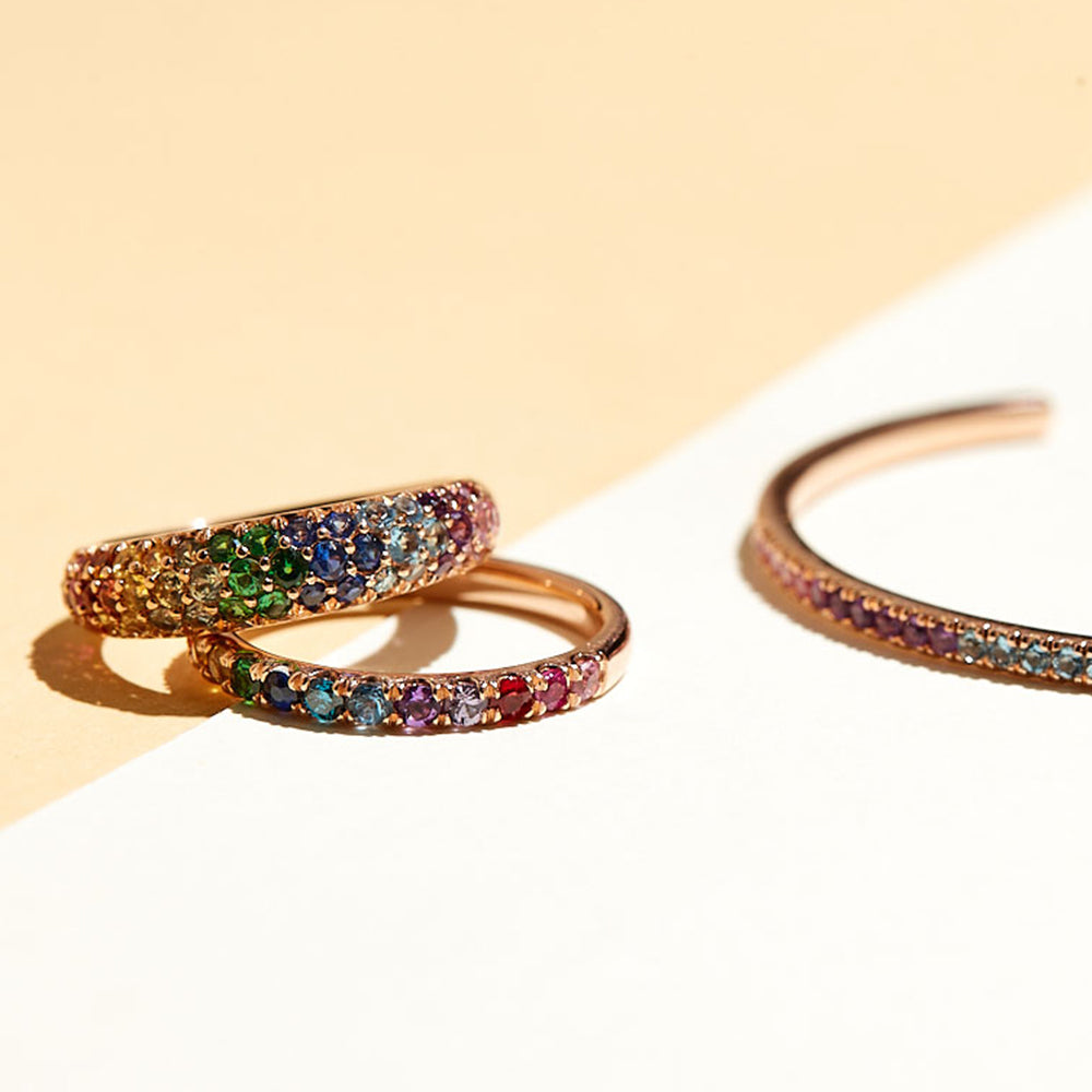 The Rainbow Band shown here in rose gold.